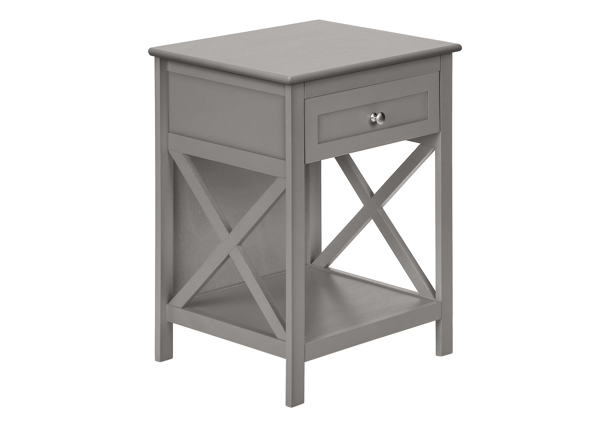 NIGHTSTAND - 25"H / ANTIQUE GREY VENEER END TABLE #I 3985