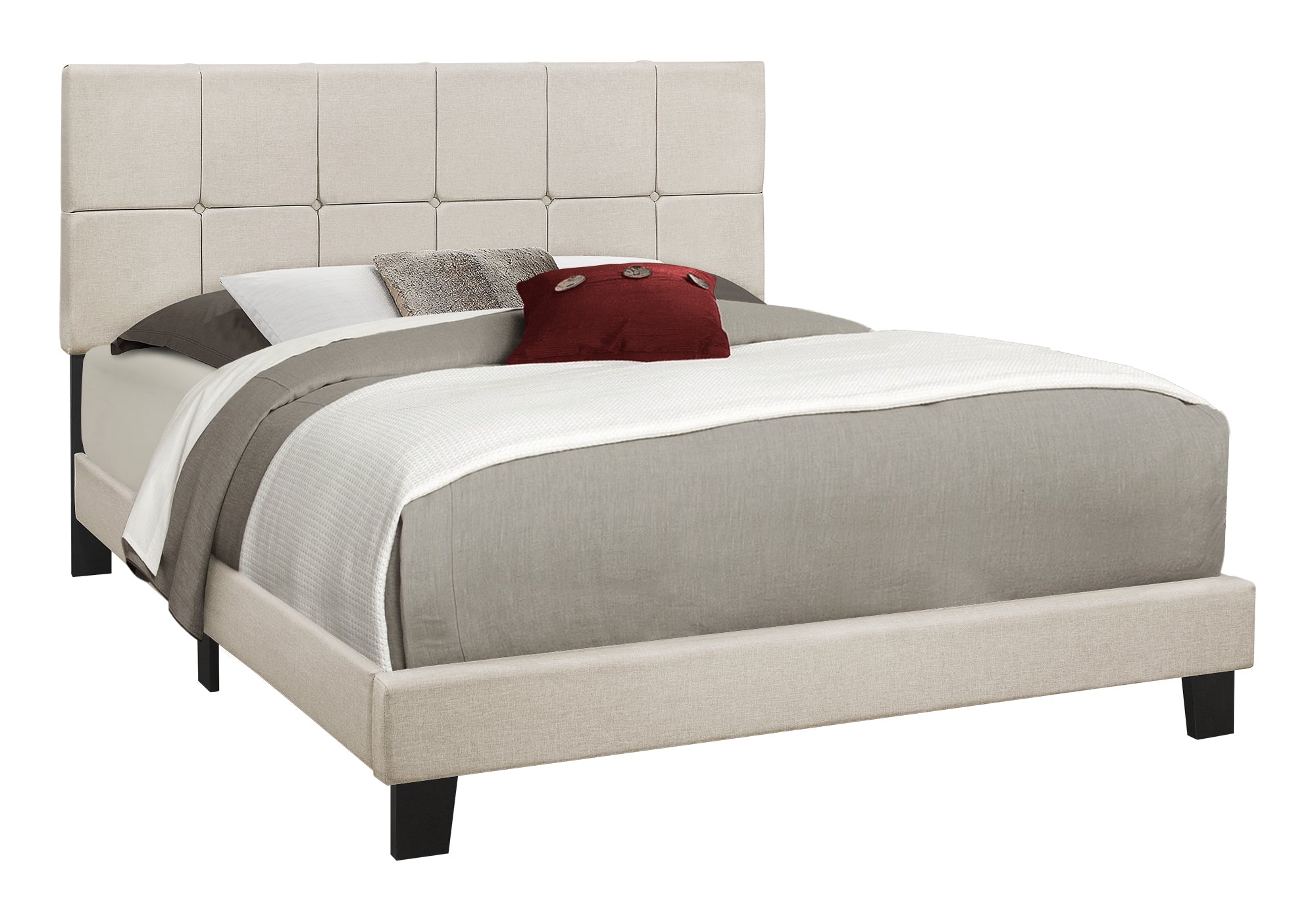 BED - QUEEN SIZE / BEIGE LINEN # I 5605Q