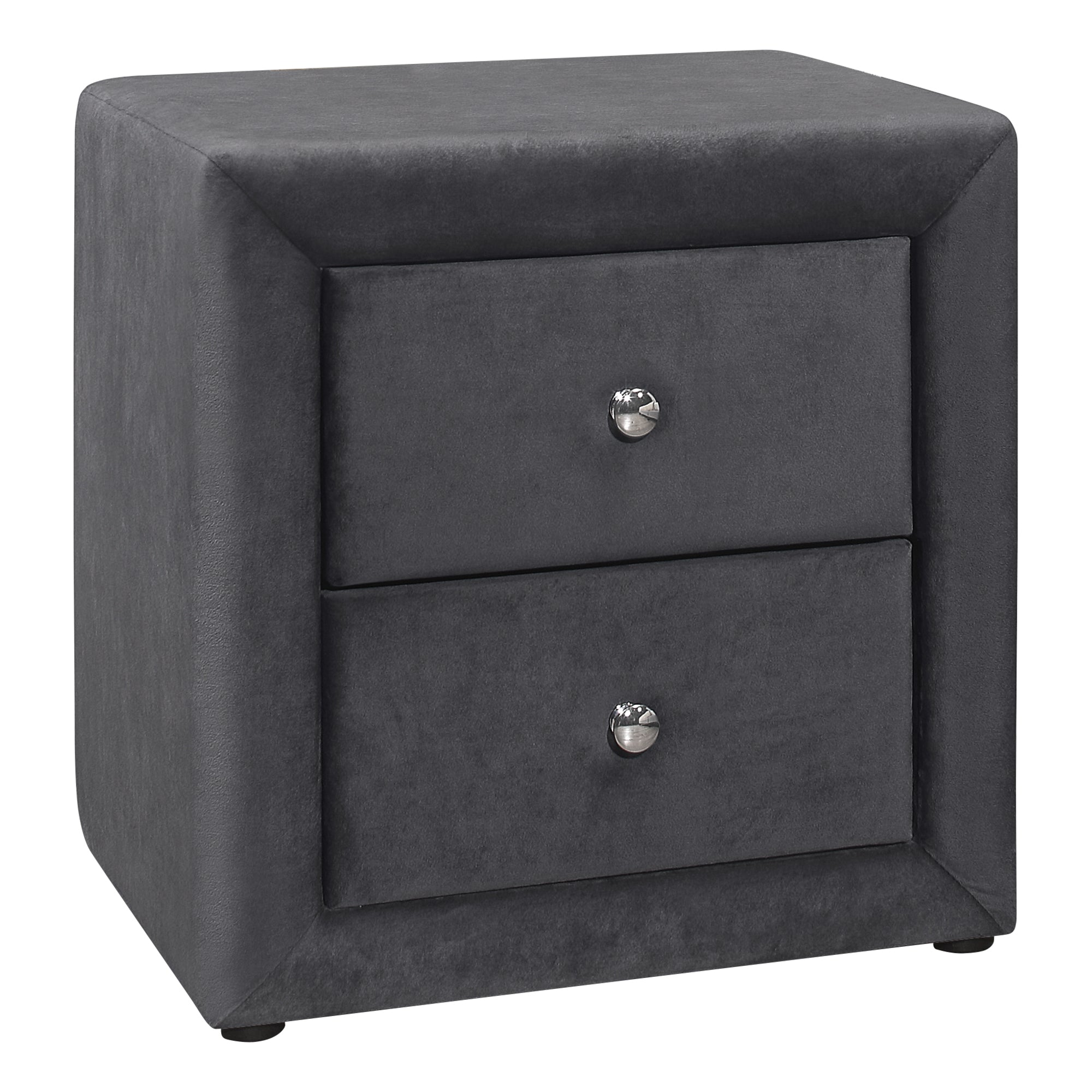 NIGHTSTAND - 21"H / DARK GREY VELVET # I 5607