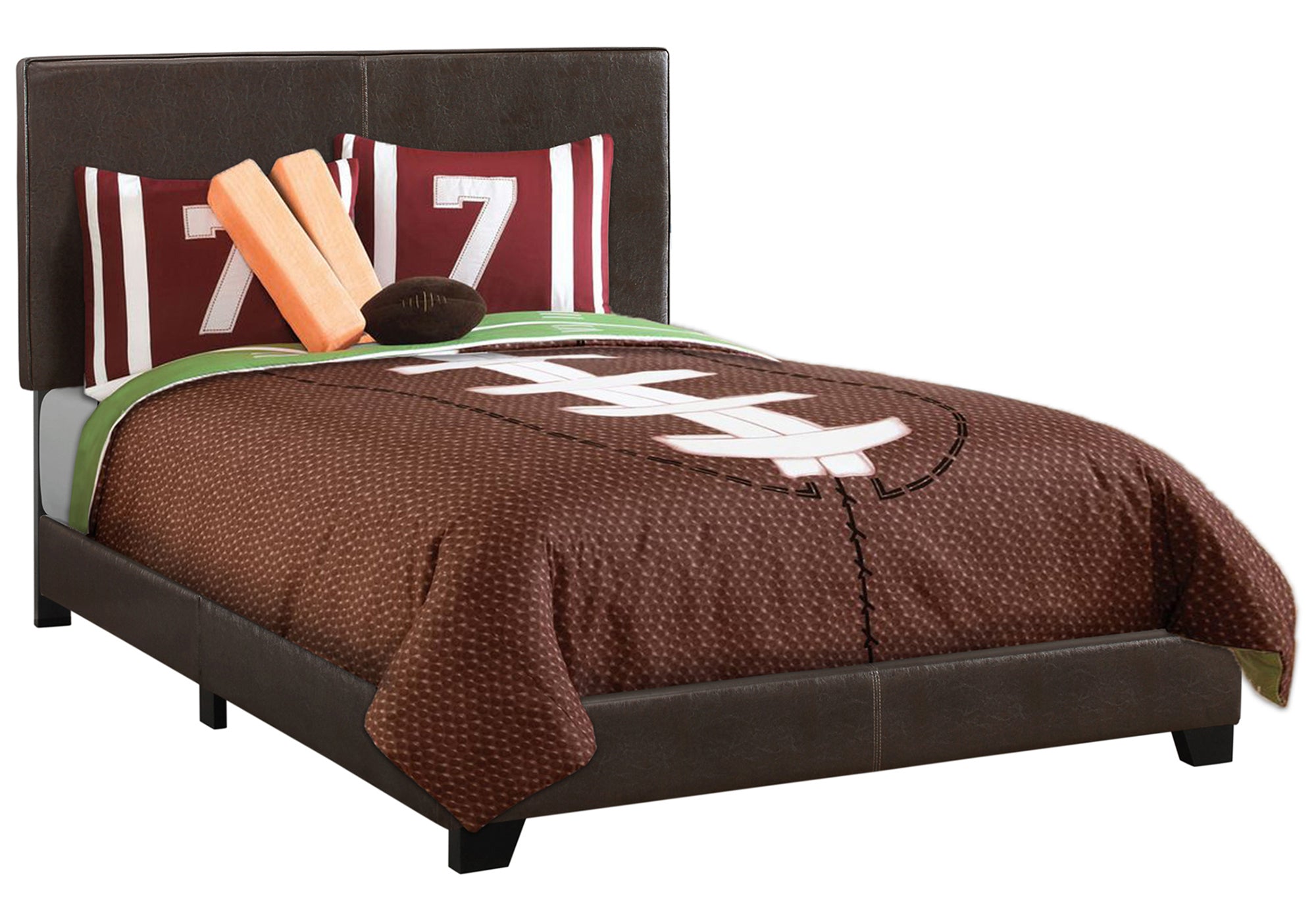 BED - FULL SIZE / DARK BROWN LEATHER-LOOK # I 5910F