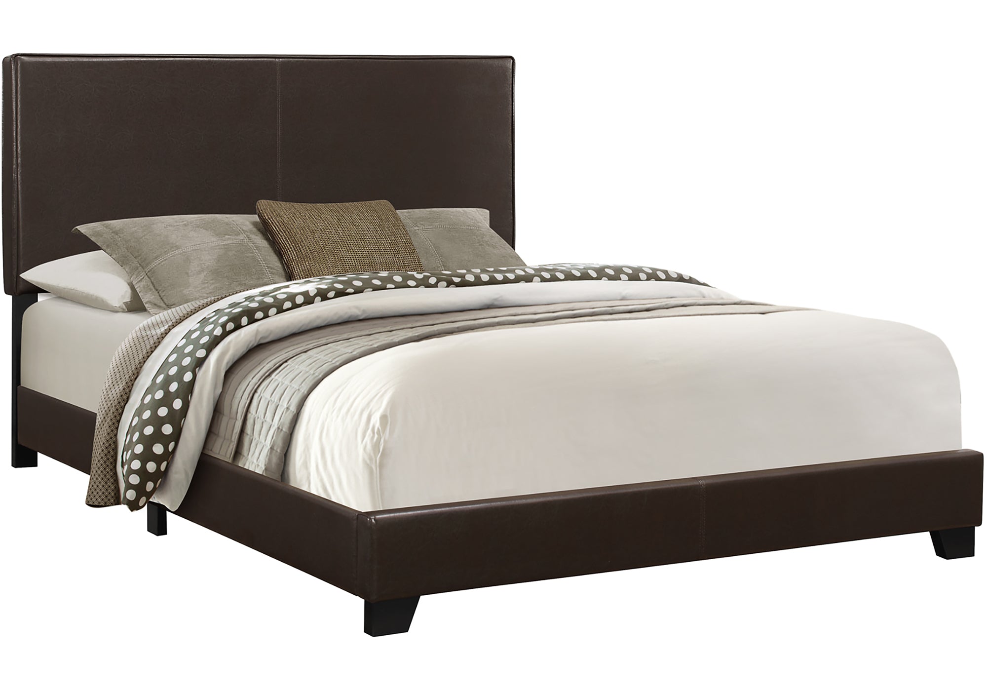 BED - QUEEN SIZE / DARK BROWN LEATHER-LOOK # I 5910Q