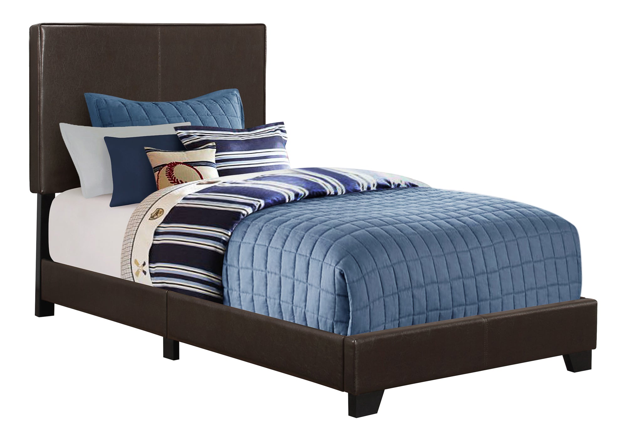 BED - TWIN SIZE / DARK BROWN LEATHER-LOOK # I 5910T