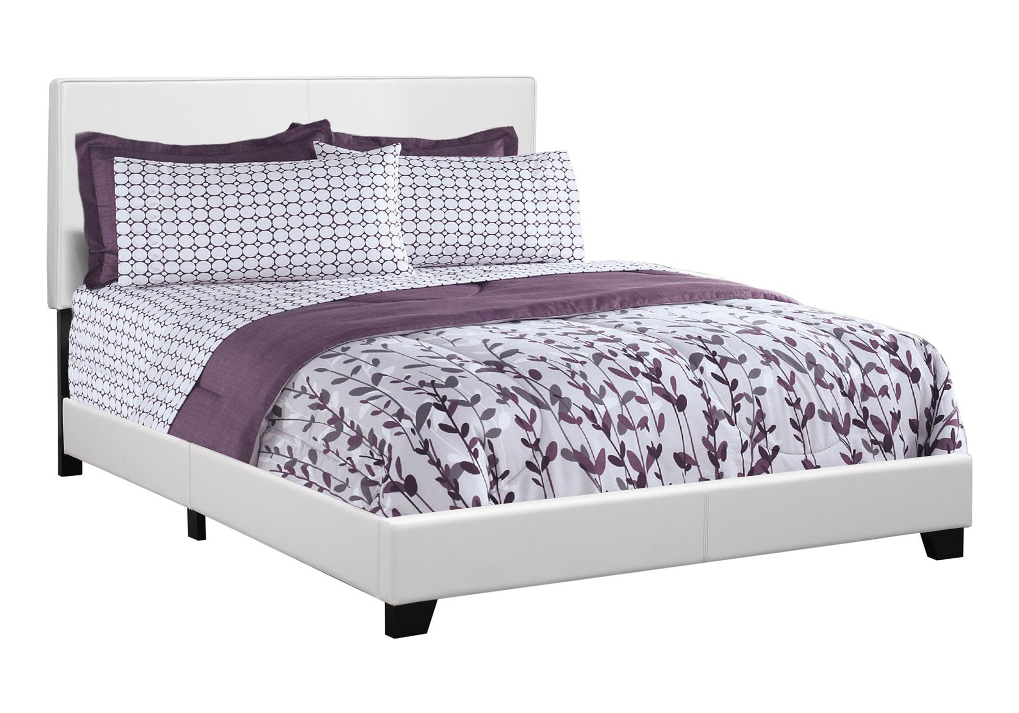 BED - QUEEN SIZE / WHITE LEATHER-LOOK # I 5911Q