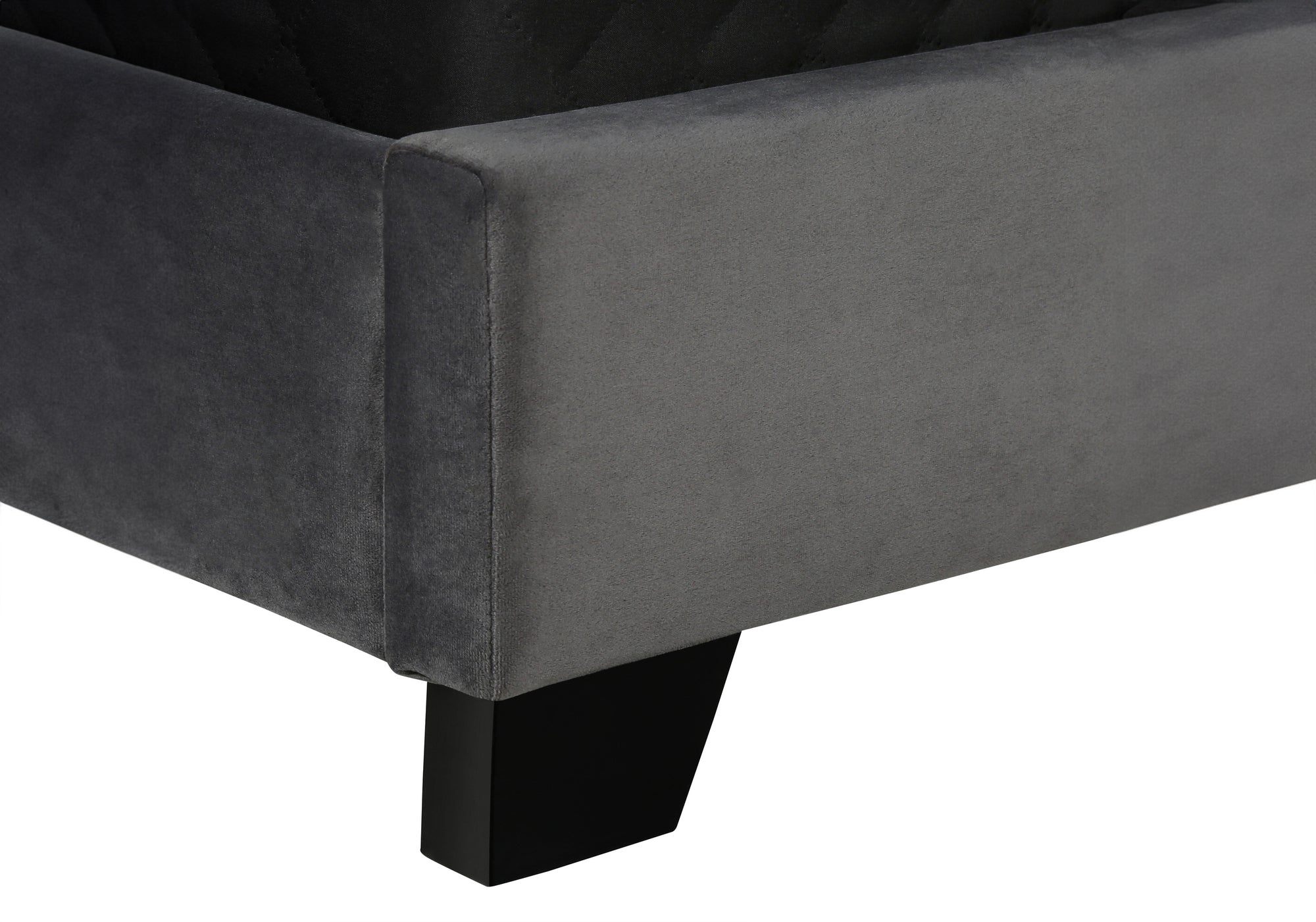 BED - QUEEN SIZE / DARK GREY VELVET WITH CHROME TRIM # I 5986Q