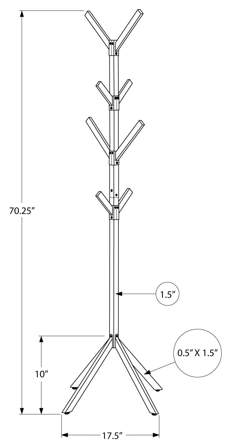 PORTE-MANTEAU - 70"H / MÉTAL BLANC # I 2059