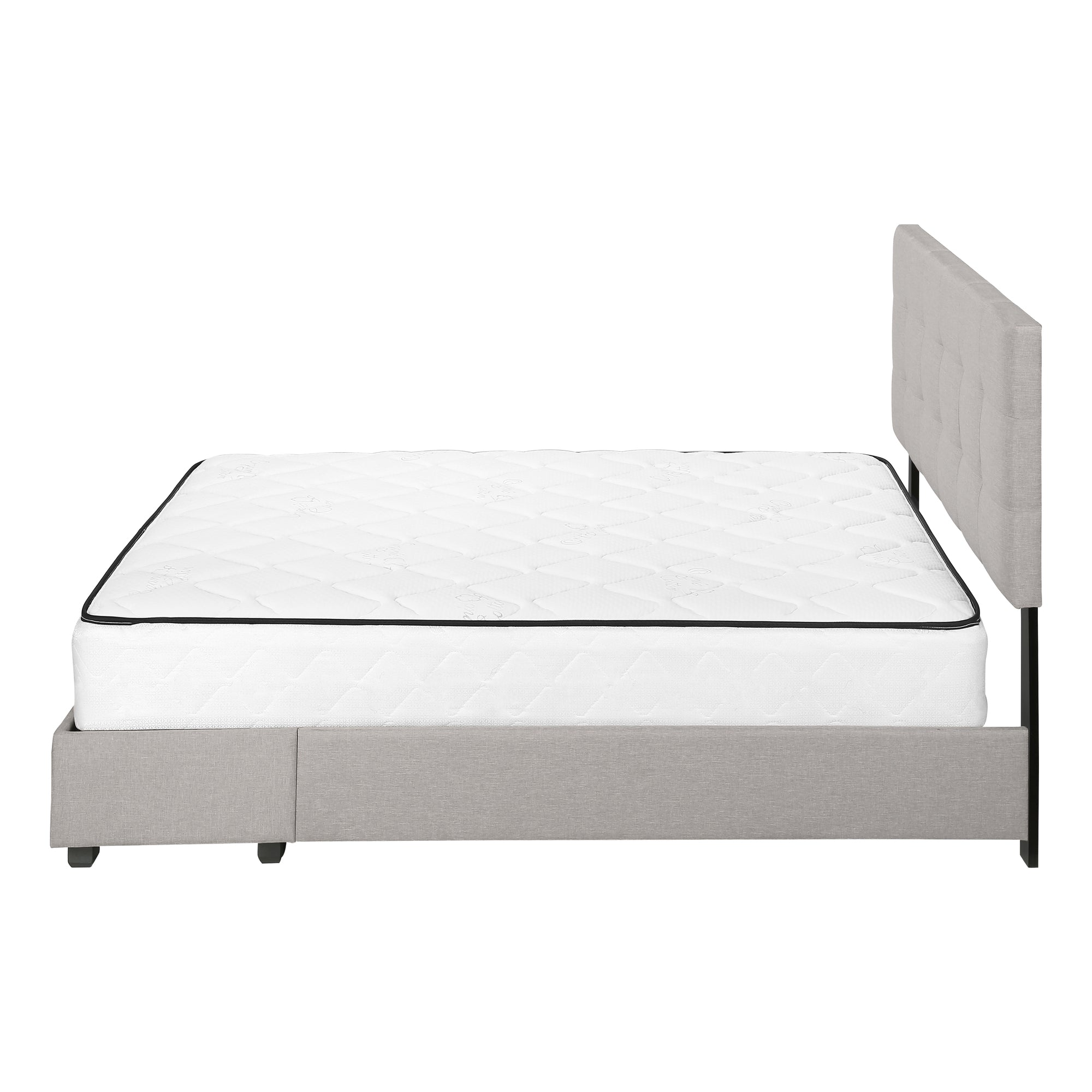 BED - QUEEN SIZE / GREY LINEN WITH 2 STORAGE DRAWERS # I 6020Q