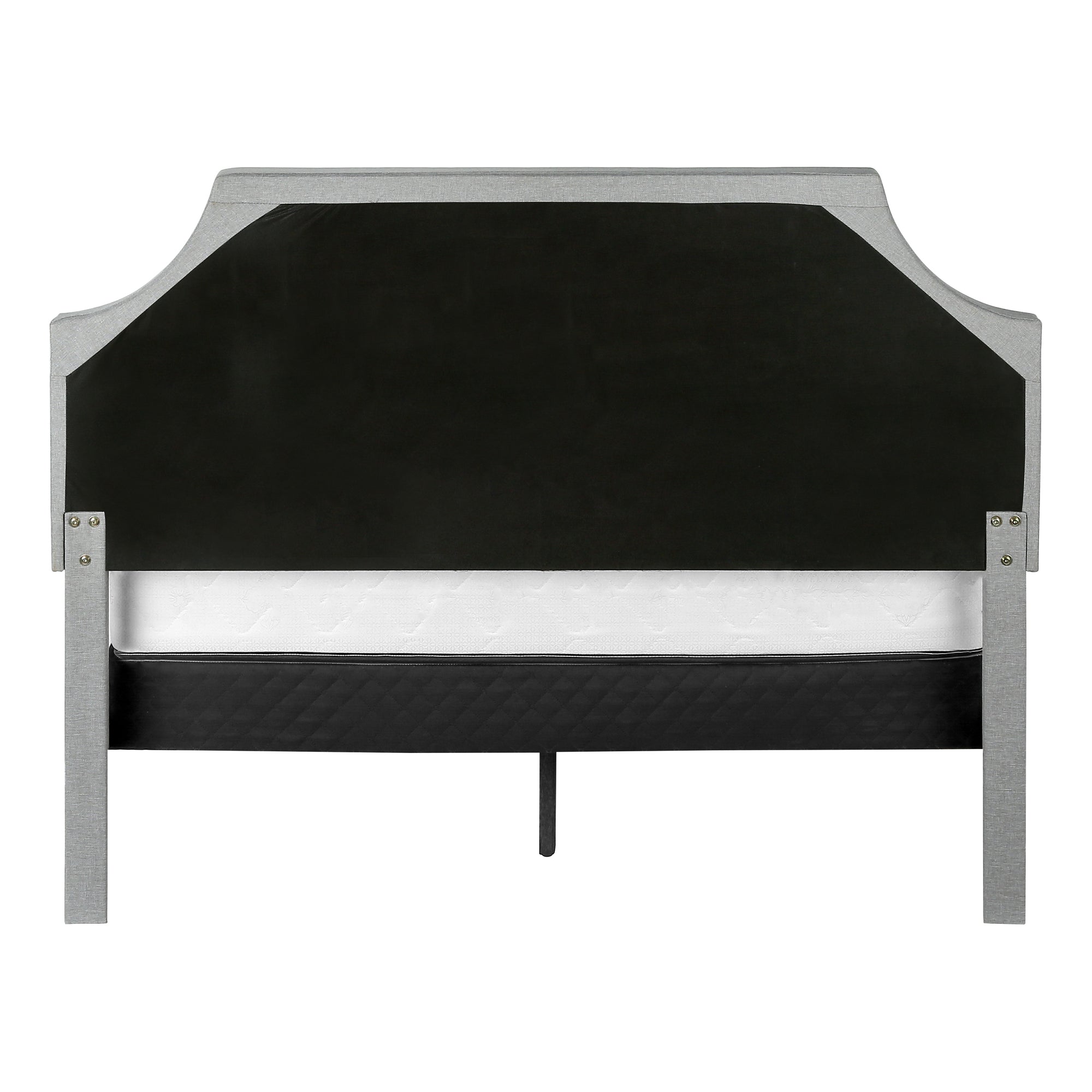 BED - QUEEN SIZE / GREY LINEN WITH CHROME METAL LEGS # I 6035Q