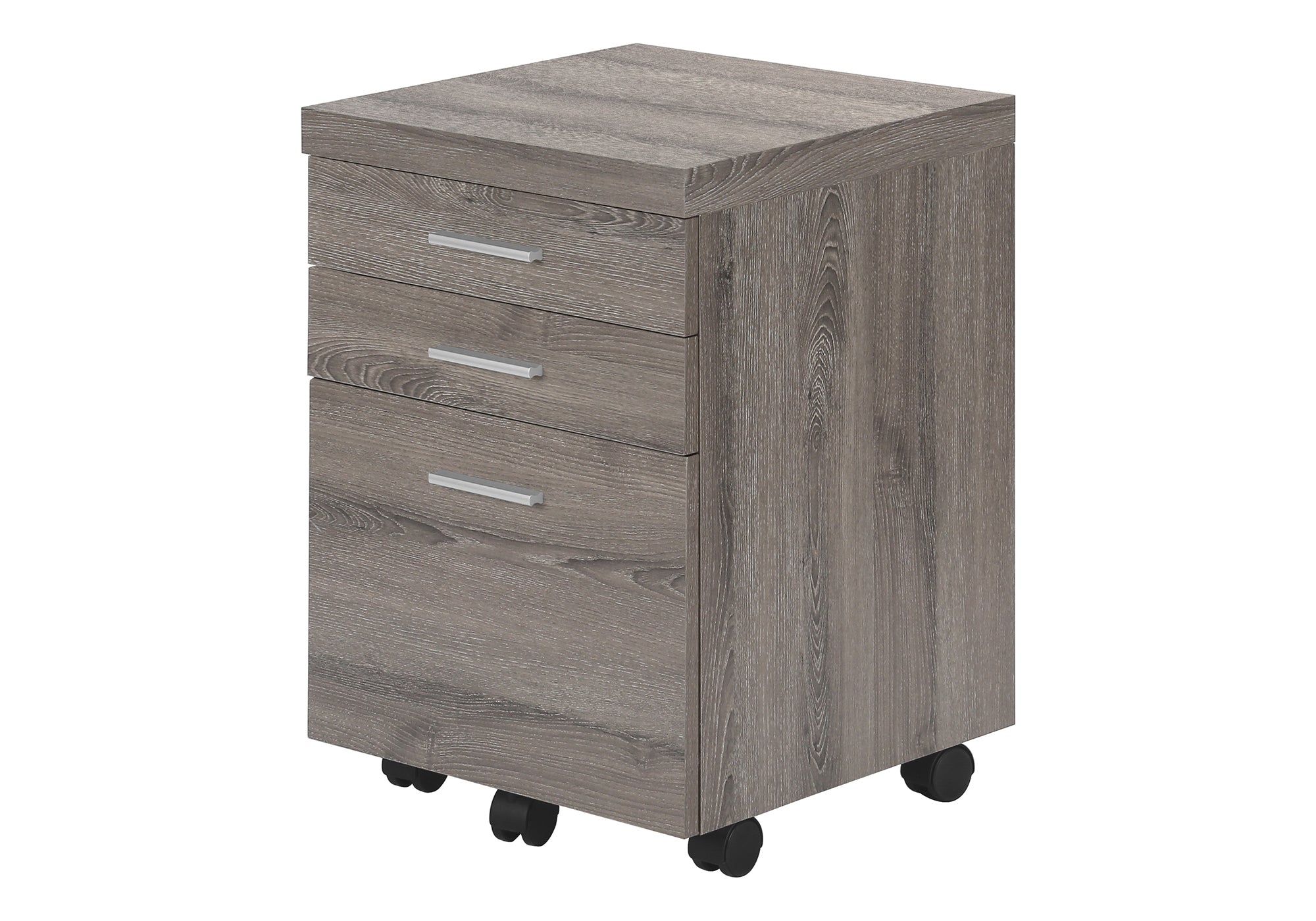 FILING CABINET - 3 DRAWER / DARK TAUPE ON CASTORS # I 7049