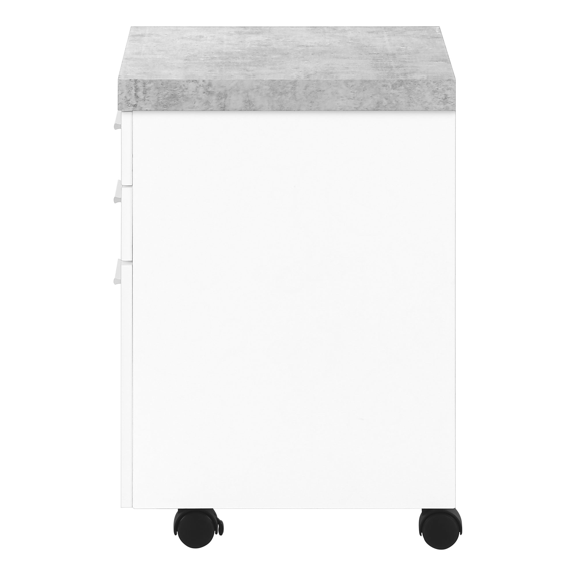 FILING CABINET - 3 DRAWER / WHITE / CEMENT-LOOK ON CASTOR # I 7051