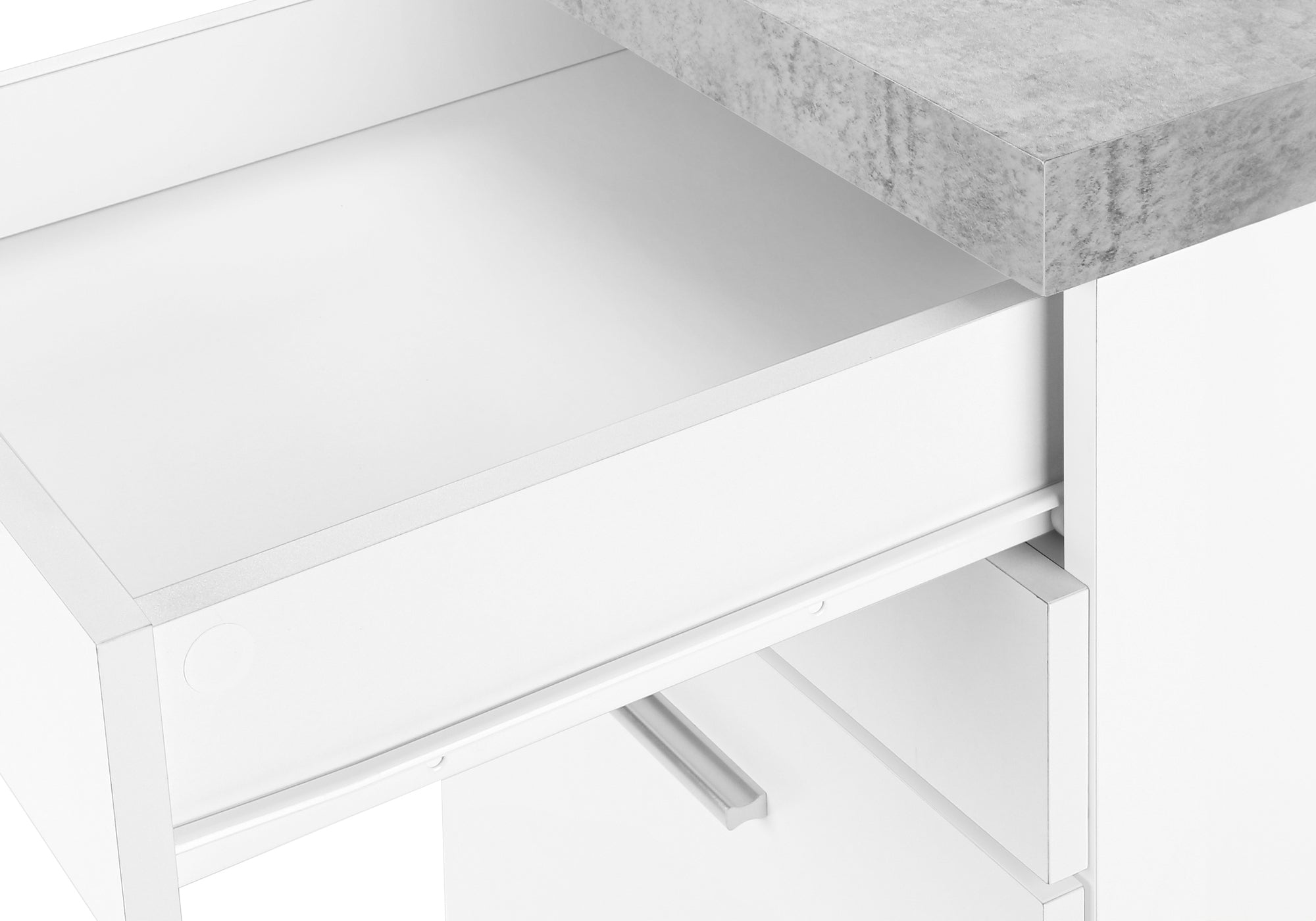 FILING CABINET - 3 DRAWER / WHITE / CEMENT-LOOK ON CASTOR # I 7051