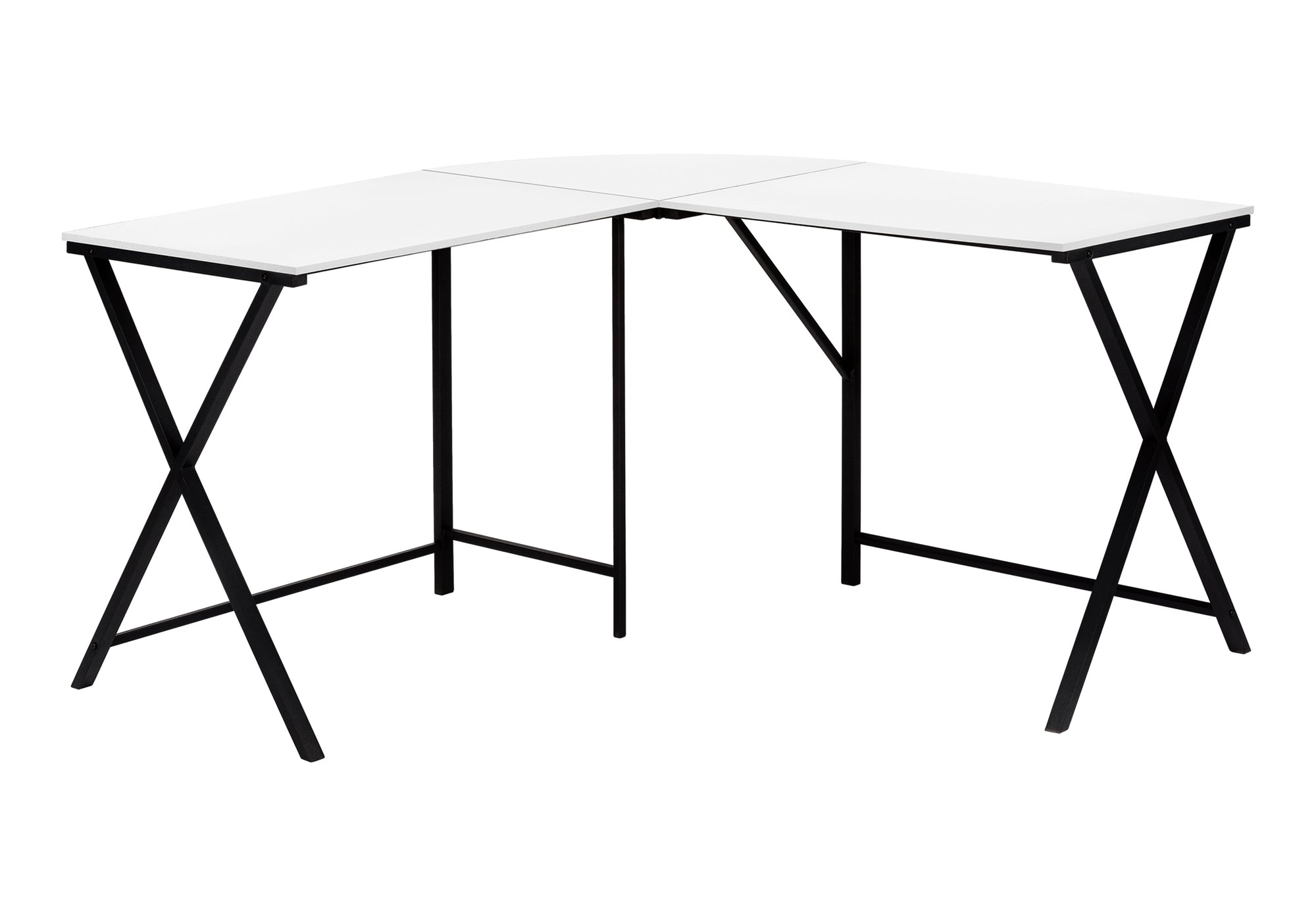 COMPUTER DESK - 55"L / WHITE TOP / BLACK METAL CORNER # I 7195