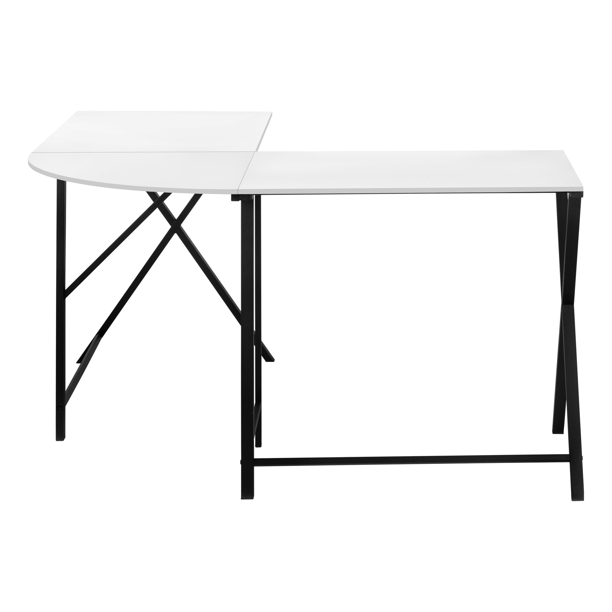 COMPUTER DESK - 55"L / WHITE TOP / BLACK METAL CORNER # I 7195