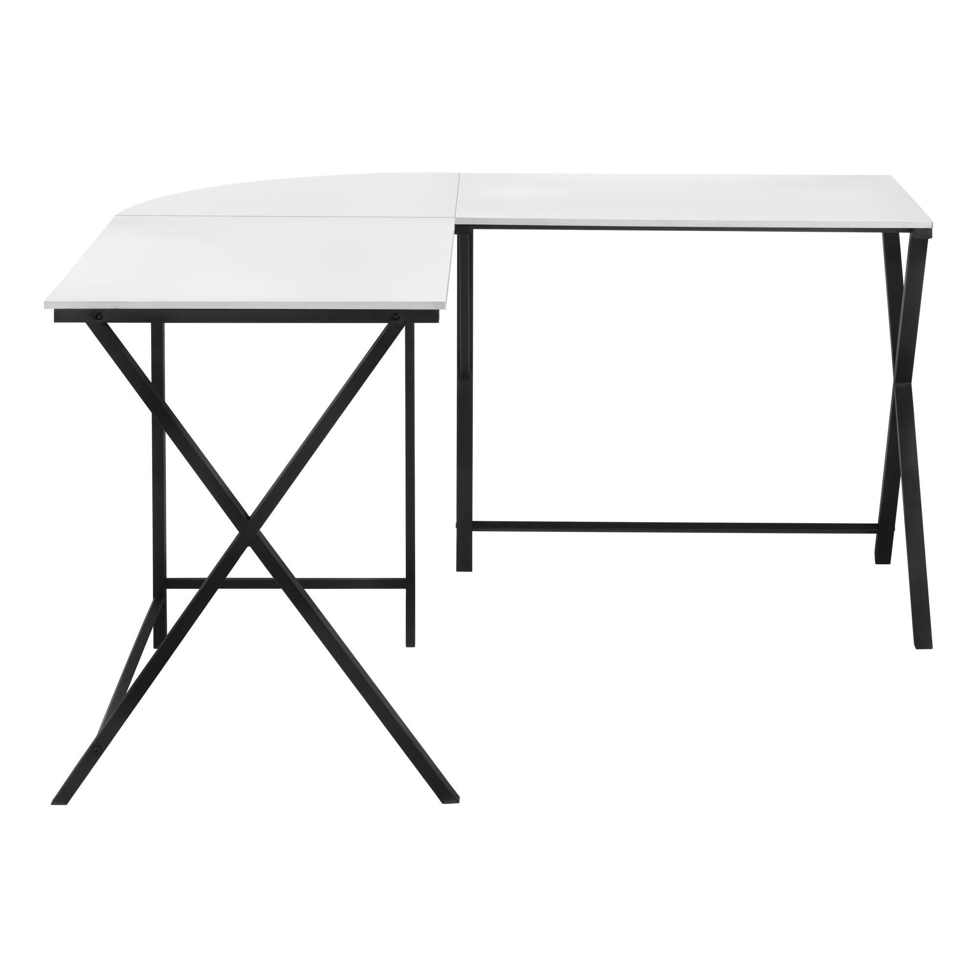 COMPUTER DESK - 55"L / WHITE TOP / BLACK METAL CORNER # I 7195