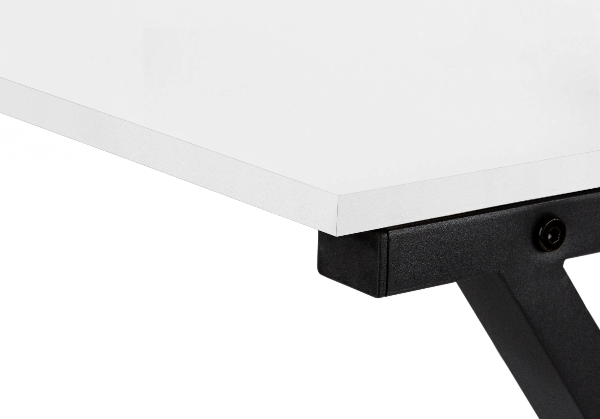 COMPUTER DESK - 55"L / WHITE TOP / BLACK METAL CORNER # I 7195