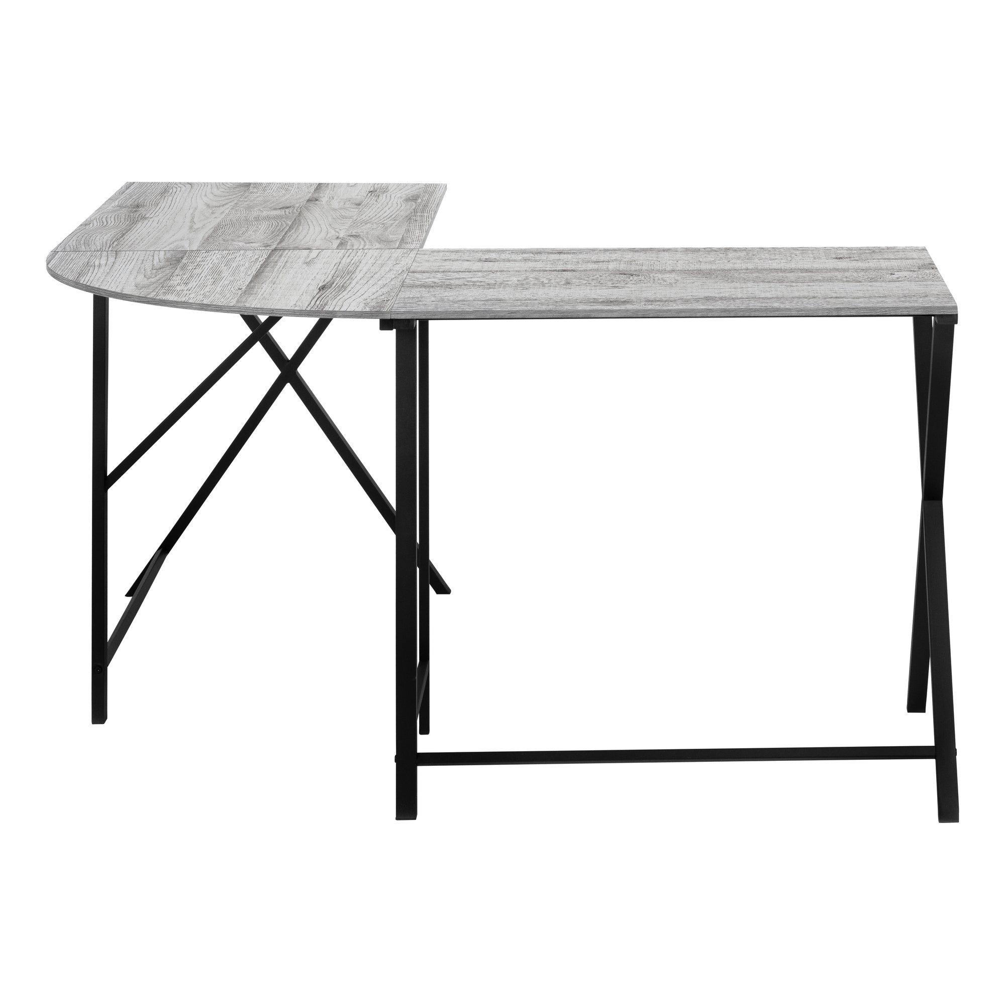 COMPUTER DESK - 55"L / GREY TOP / BLACK METAL CORNER # I 7196