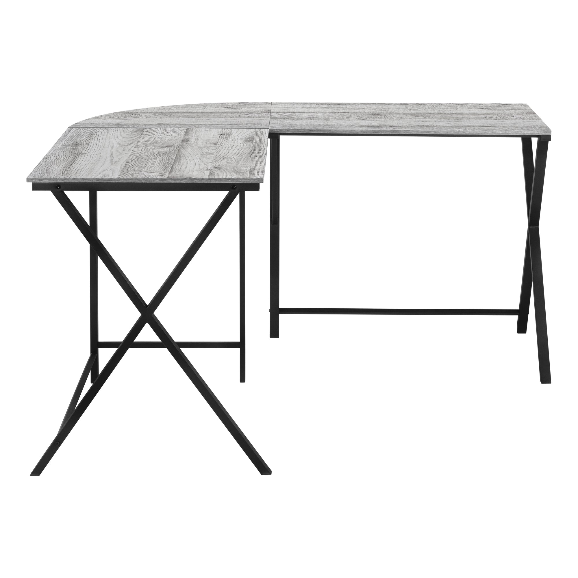 COMPUTER DESK - 55"L / GREY TOP / BLACK METAL CORNER # I 7196