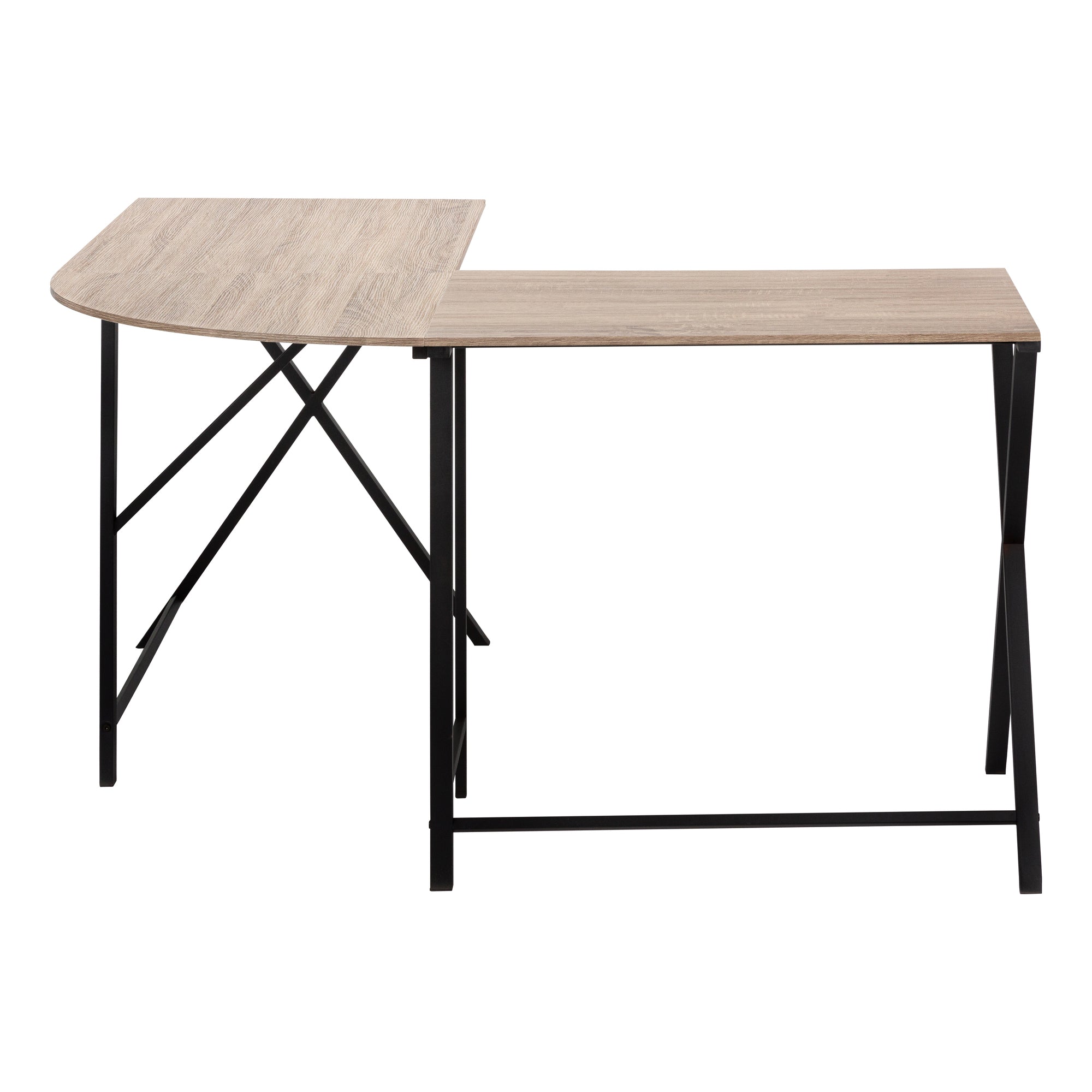 COMPUTER DESK - 55"L / DARK TAUPE TOP/ BLACK METAL CORNER # I 7197