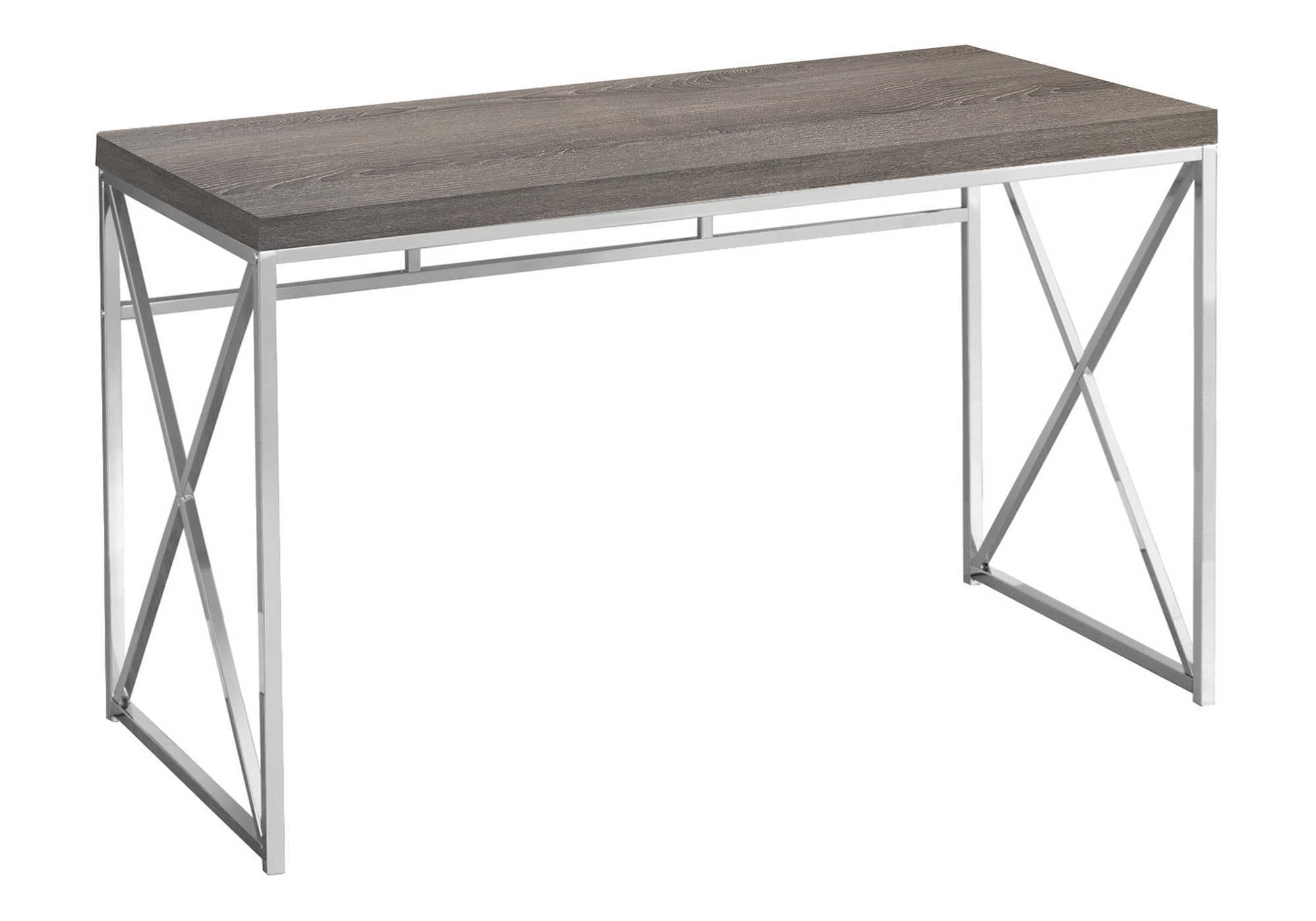 BUREAU D'ORDINATEUR - 48"L / TAUPE FONCÉ / MÉTAL CHROME # I 7204