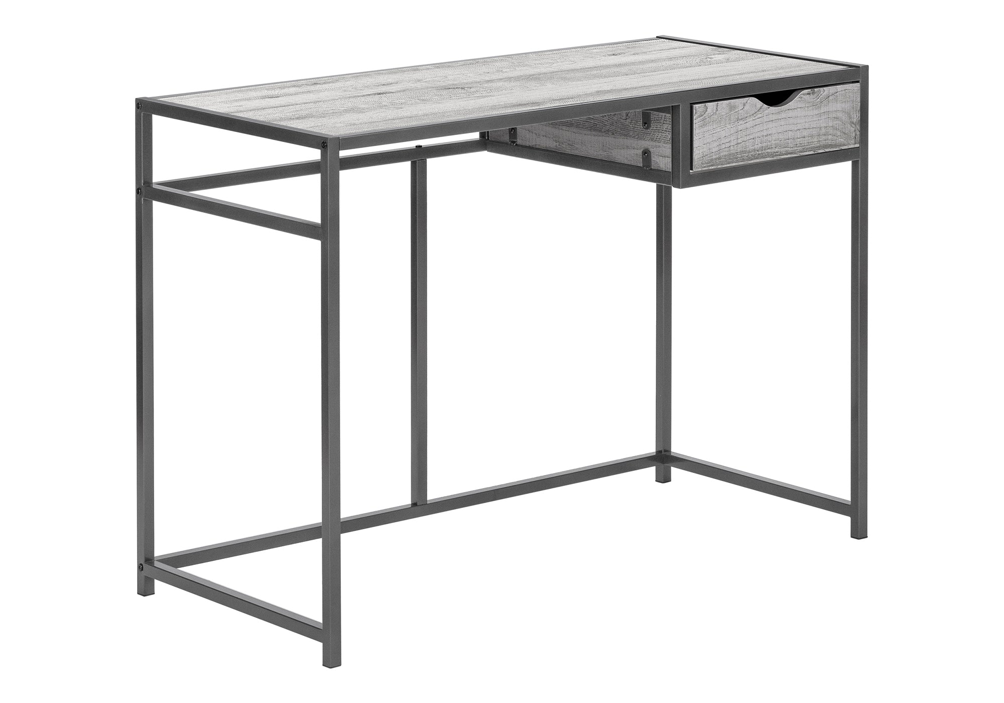 BUREAU D'ORDINATEUR - 42"L / GRIS / MÉTAL GRIS FONCÉ # I 7217