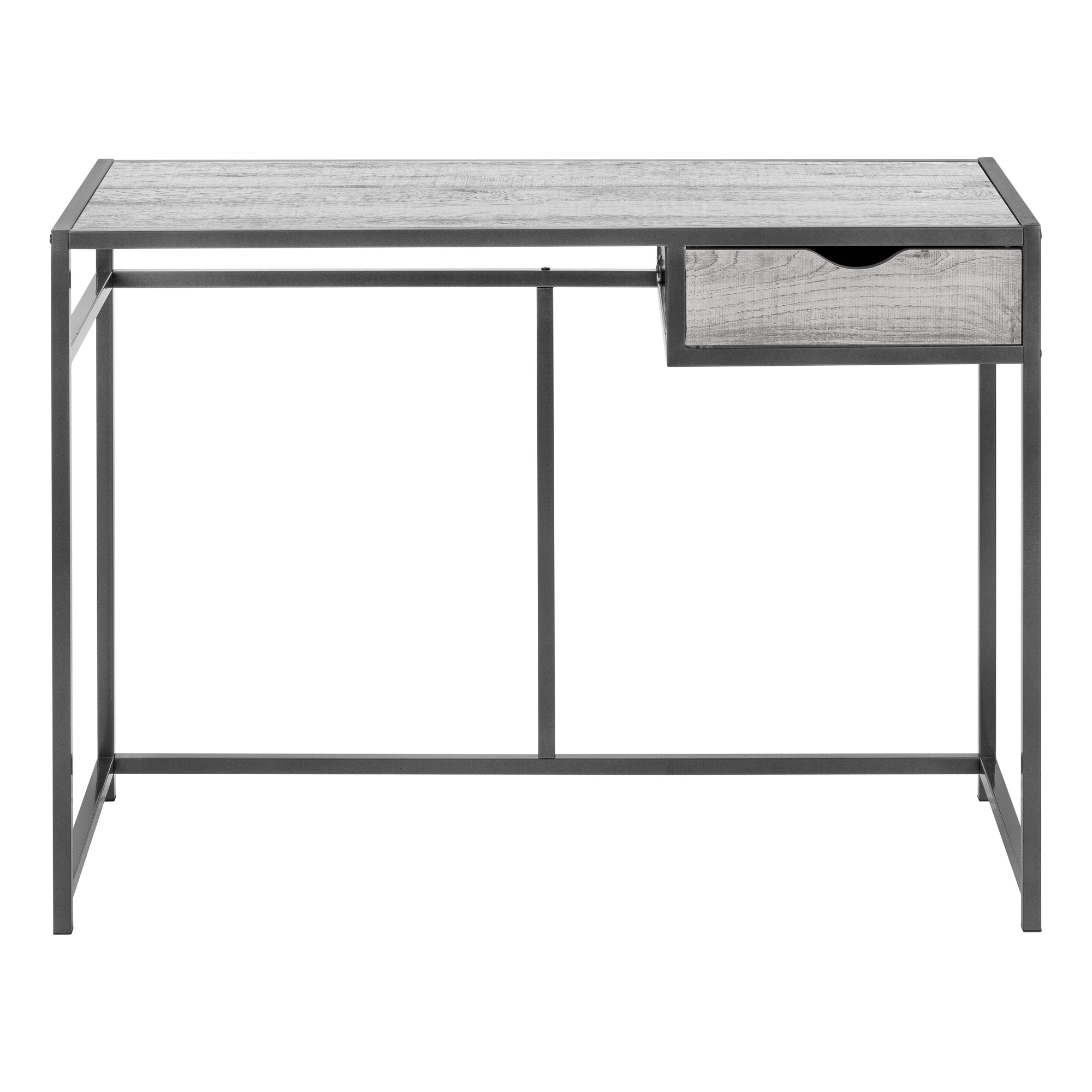 BUREAU D'ORDINATEUR - 42"L / GRIS / MÉTAL GRIS FONCÉ # I 7217