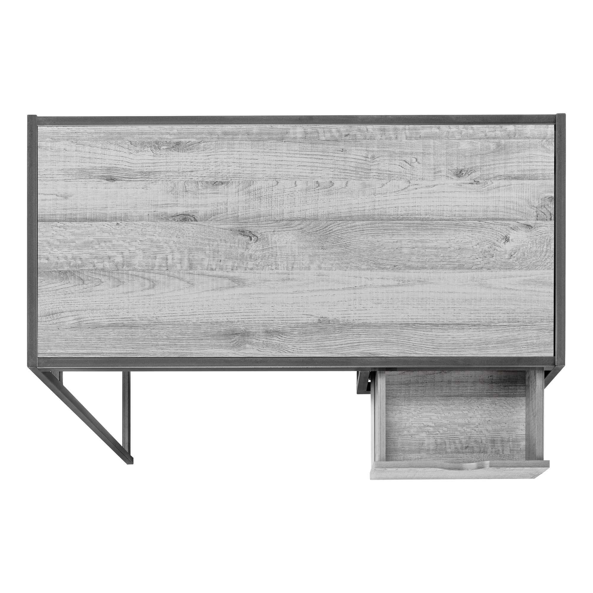 BUREAU D'ORDINATEUR - 42"L / GRIS / MÉTAL GRIS FONCÉ # I 7217