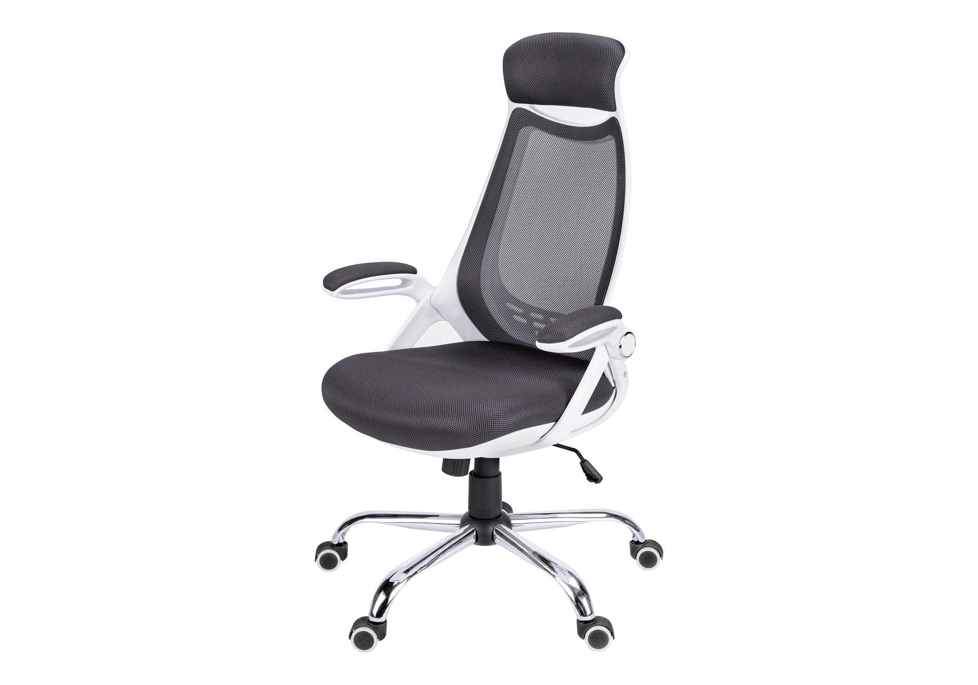 OFFICE CHAIR - WHITE / GREY MESH / CHROME HIGH-BACK EXEC # I 7269