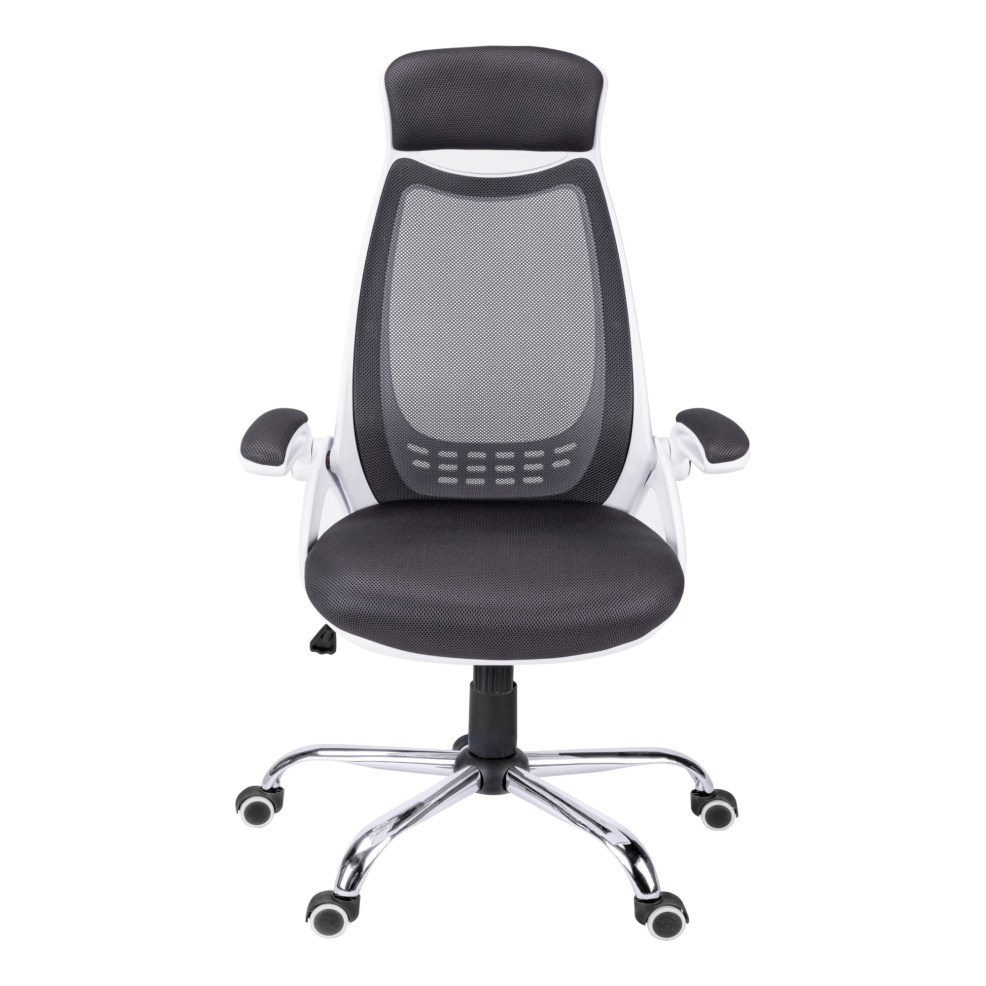 OFFICE CHAIR - WHITE / GREY MESH / CHROME HIGH-BACK EXEC # I 7269