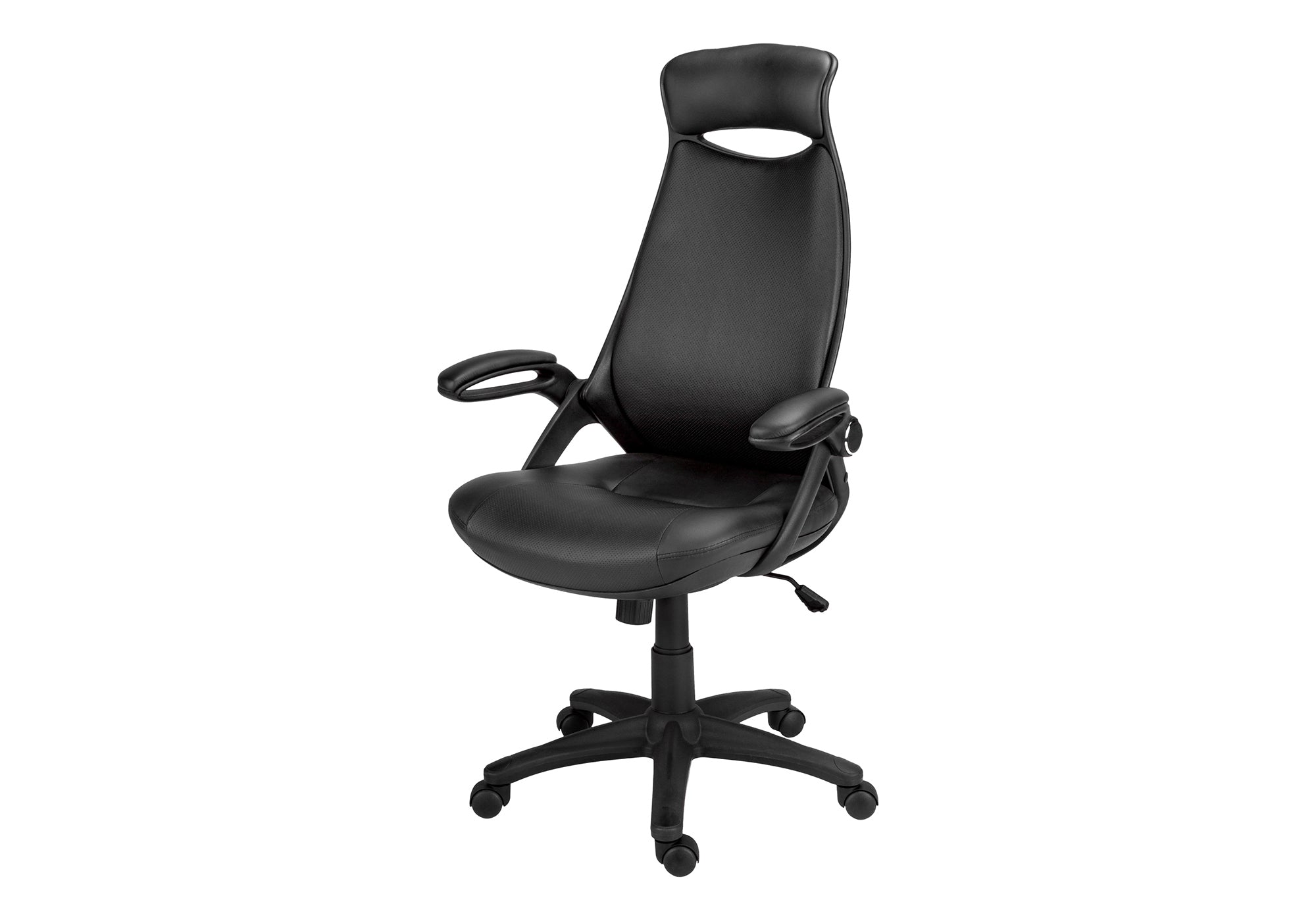 OFFICE CHAIR - BLACK LEATHER-LOOK / MULTI POSITION # I 7276