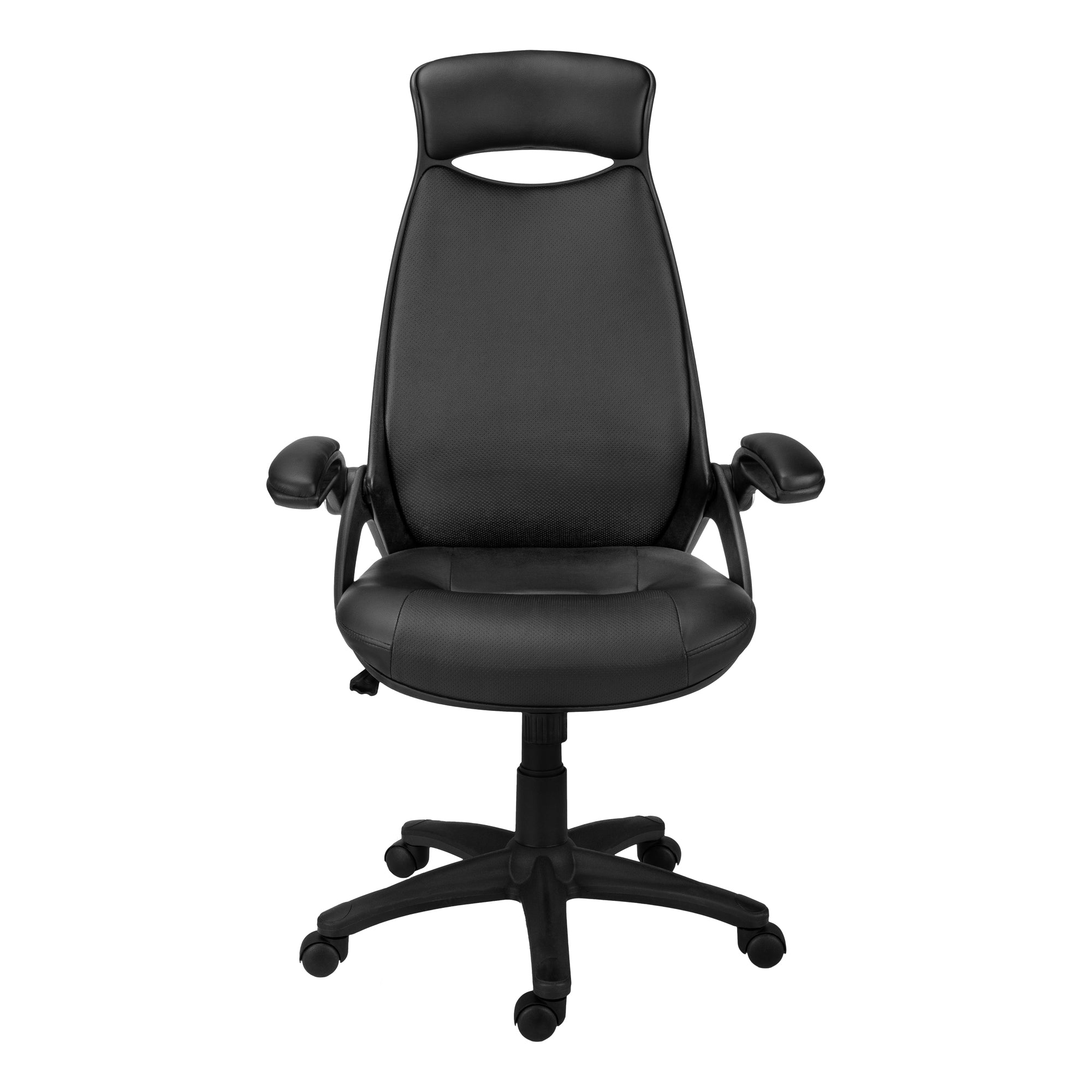 OFFICE CHAIR - BLACK LEATHER-LOOK / MULTI POSITION # I 7276