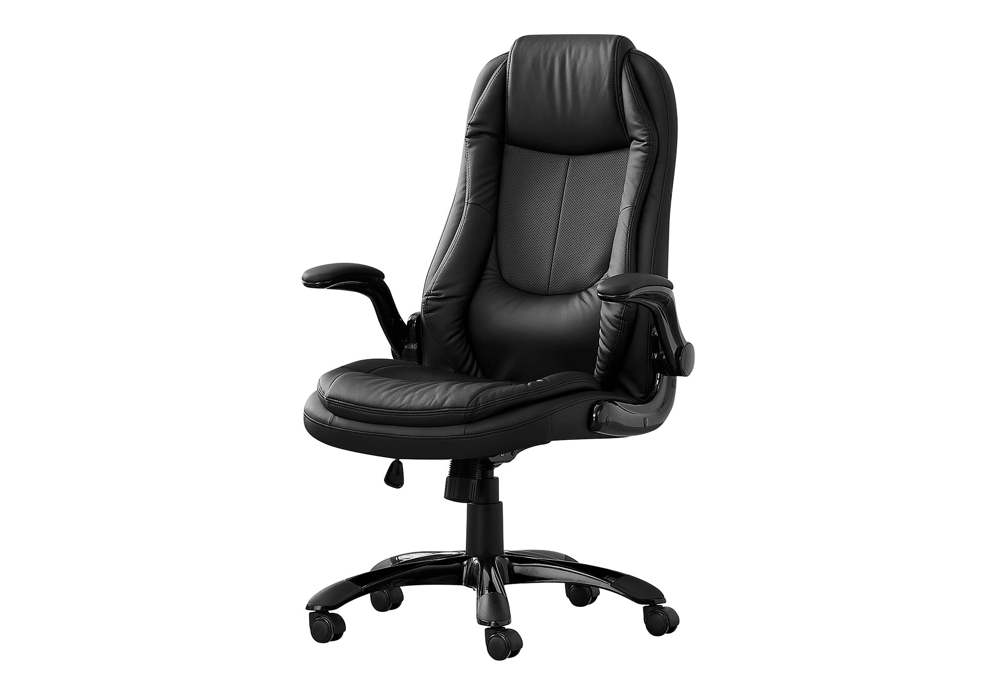 CHAISE DE BUREAU - SIMILI-CUIR NOIR / DOSSIER HAUT EXECUTIVE # I 7277