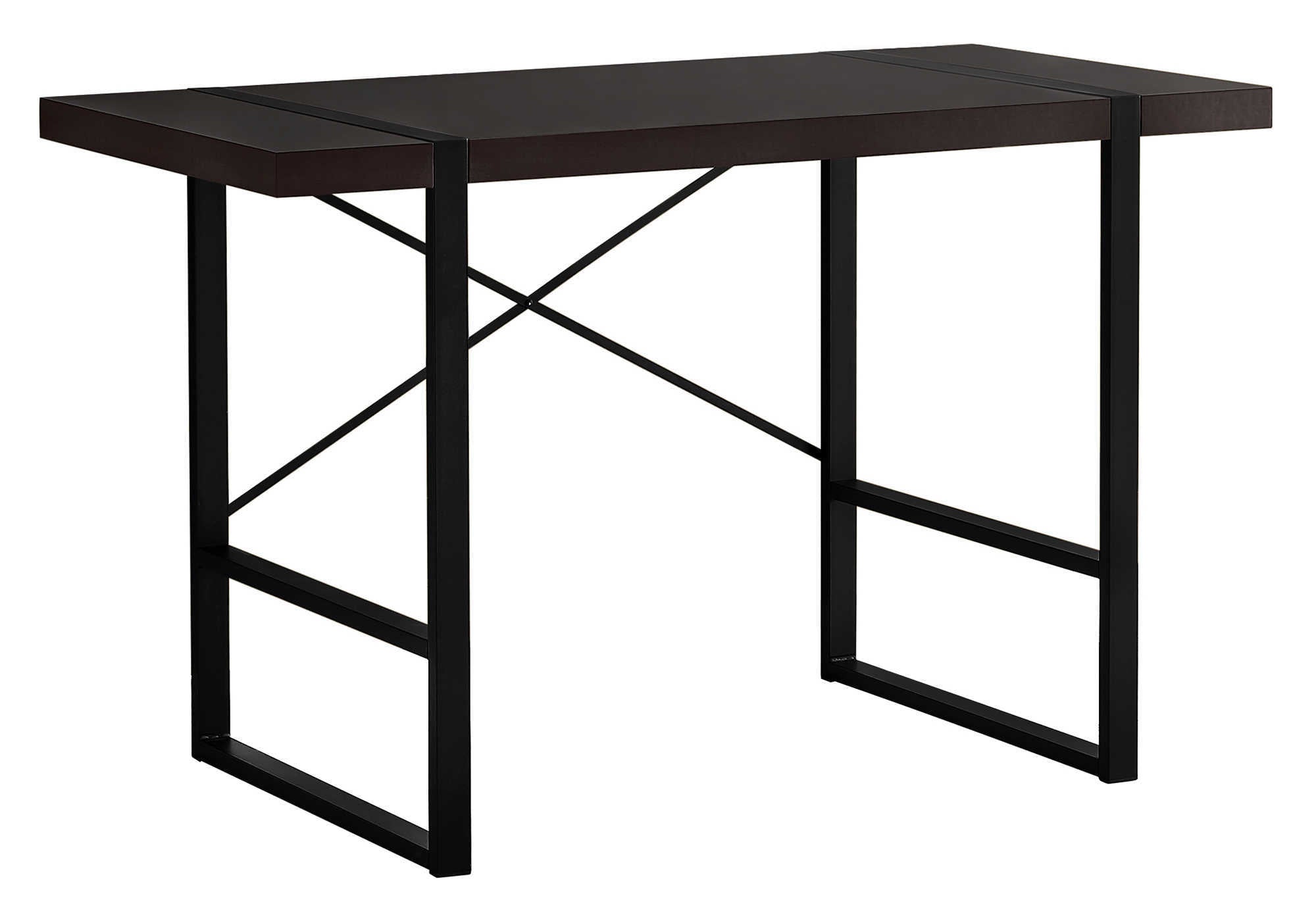 BUREAU D'ORDINATEUR - 48"L / ESPRESSO / MÉTAL NOIR # I 7311