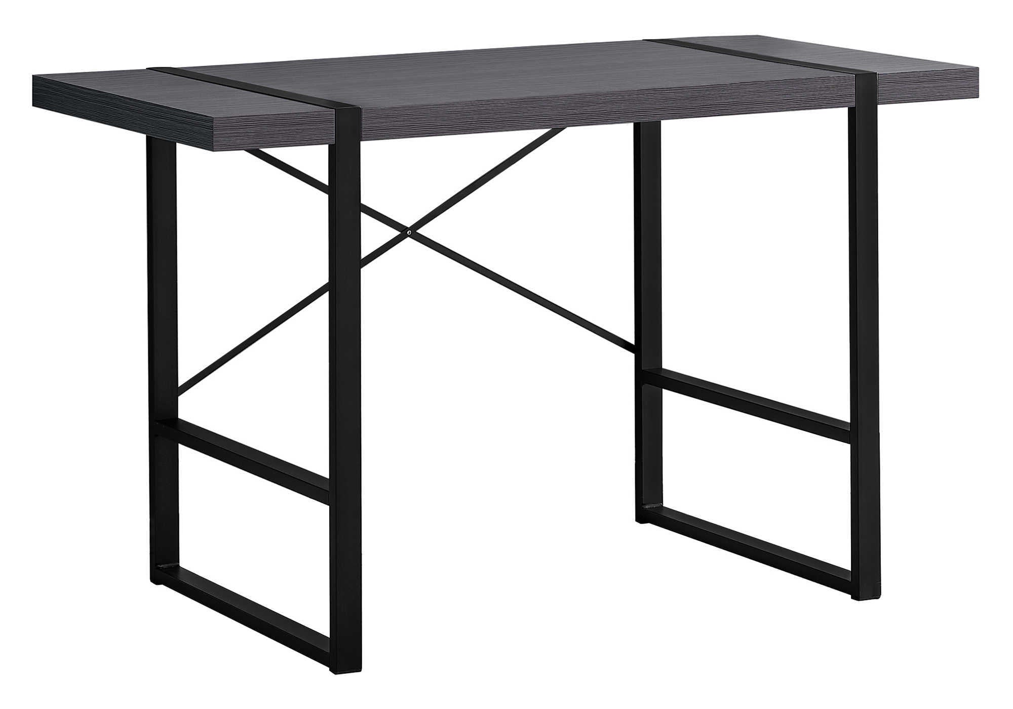 BUREAU D'ORDINATEUR - 48"L / GRIS / MÉTAL NOIR # I 7312