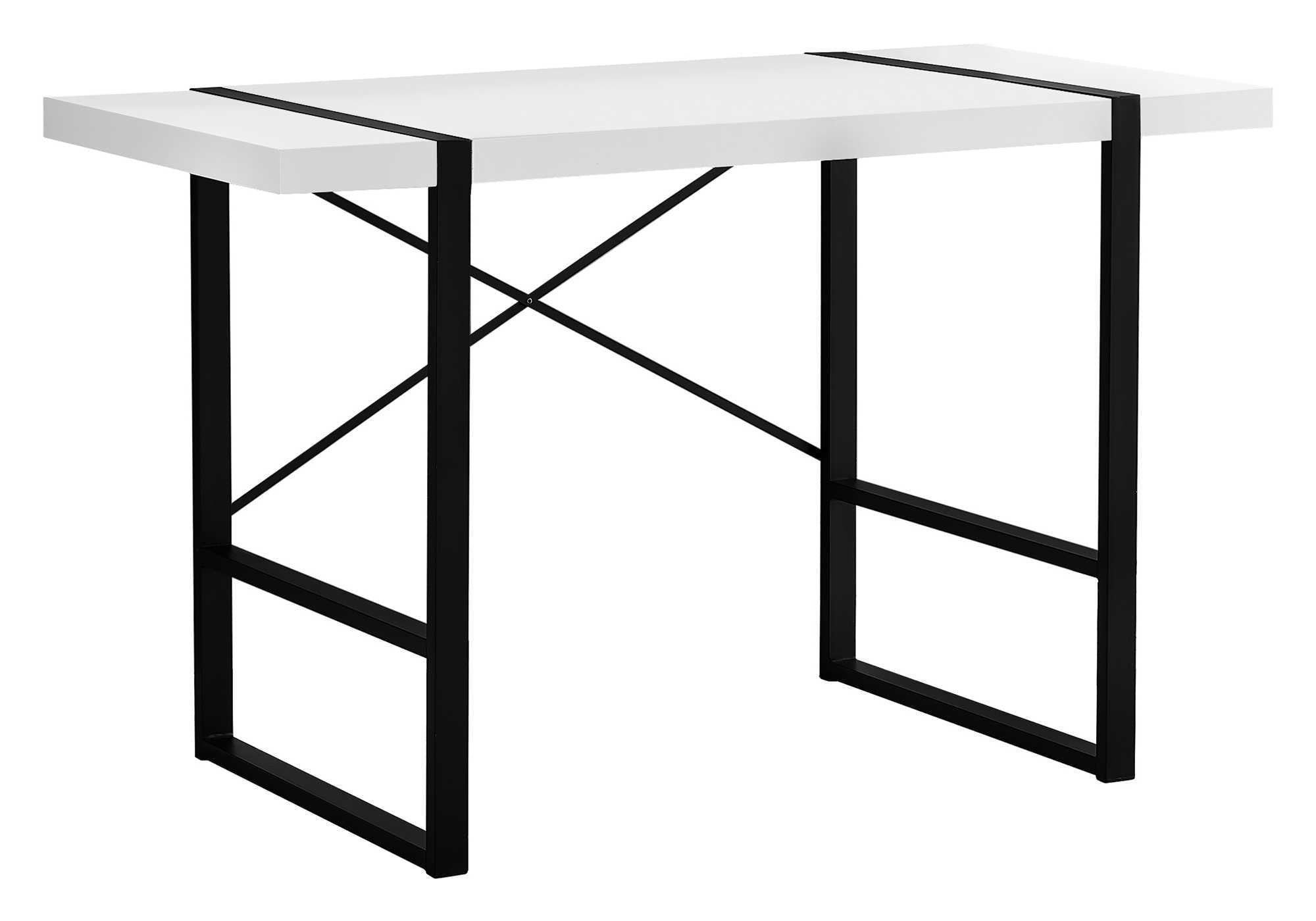 BUREAU D'ORDINATEUR - 48"L / BLANC / MÉTAL NOIR # I 7313