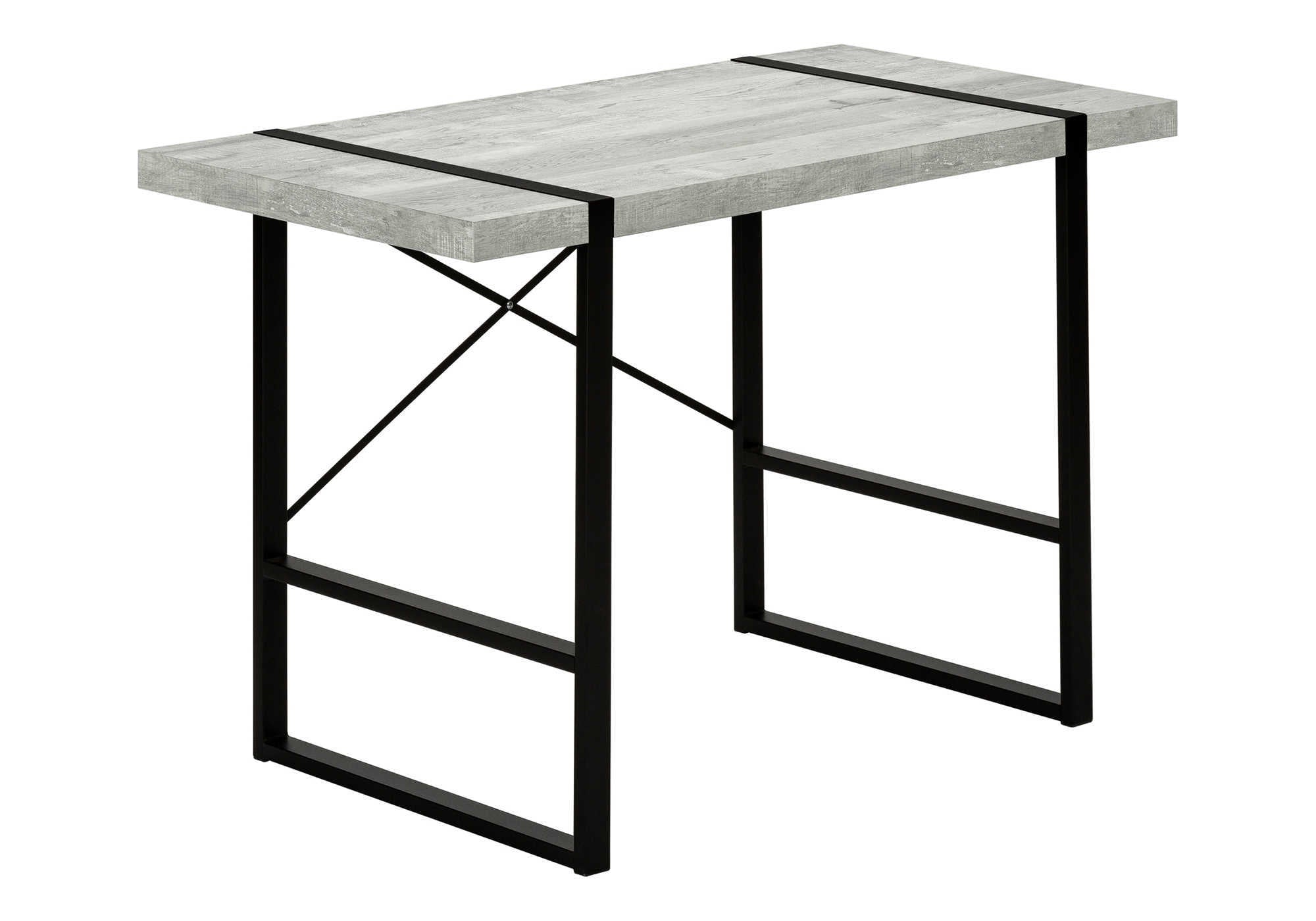 BUREAU D'ORDINATEUR - 48"L / BOIS RÉCUPÉRÉ GRIS / MÉTAL NOIR # I 7316