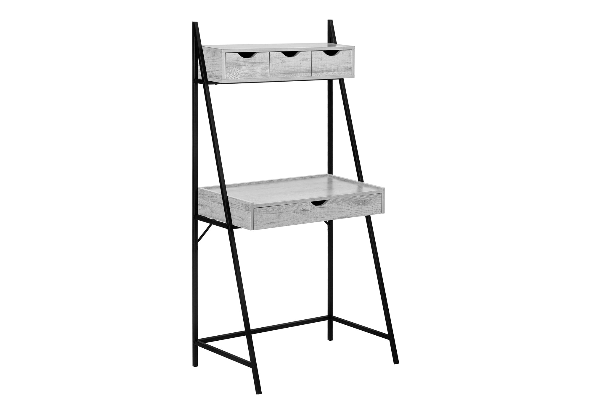 BUREAU D'ORDINATEUR - 32"L / GRIS / MÉTAL NOIR # I 7331