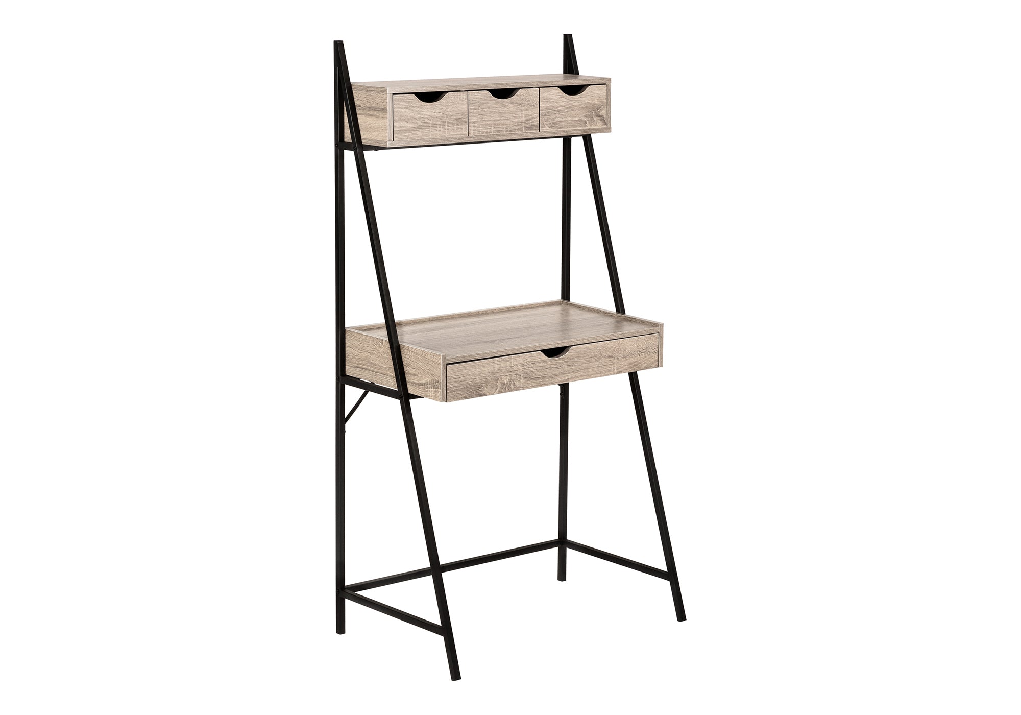 BUREAU D'ORDINATEUR - 32"L / TAUPE FONCÉ / MÉTAL NOIR # I 7332