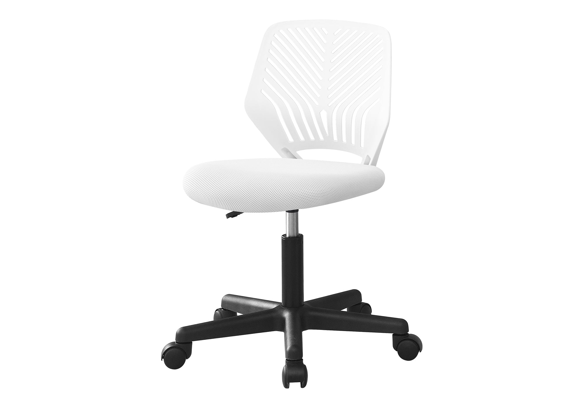 OFFICE CHAIR - WHITE JUVENILE / BLACK BASE ON CASTORS # I 7338