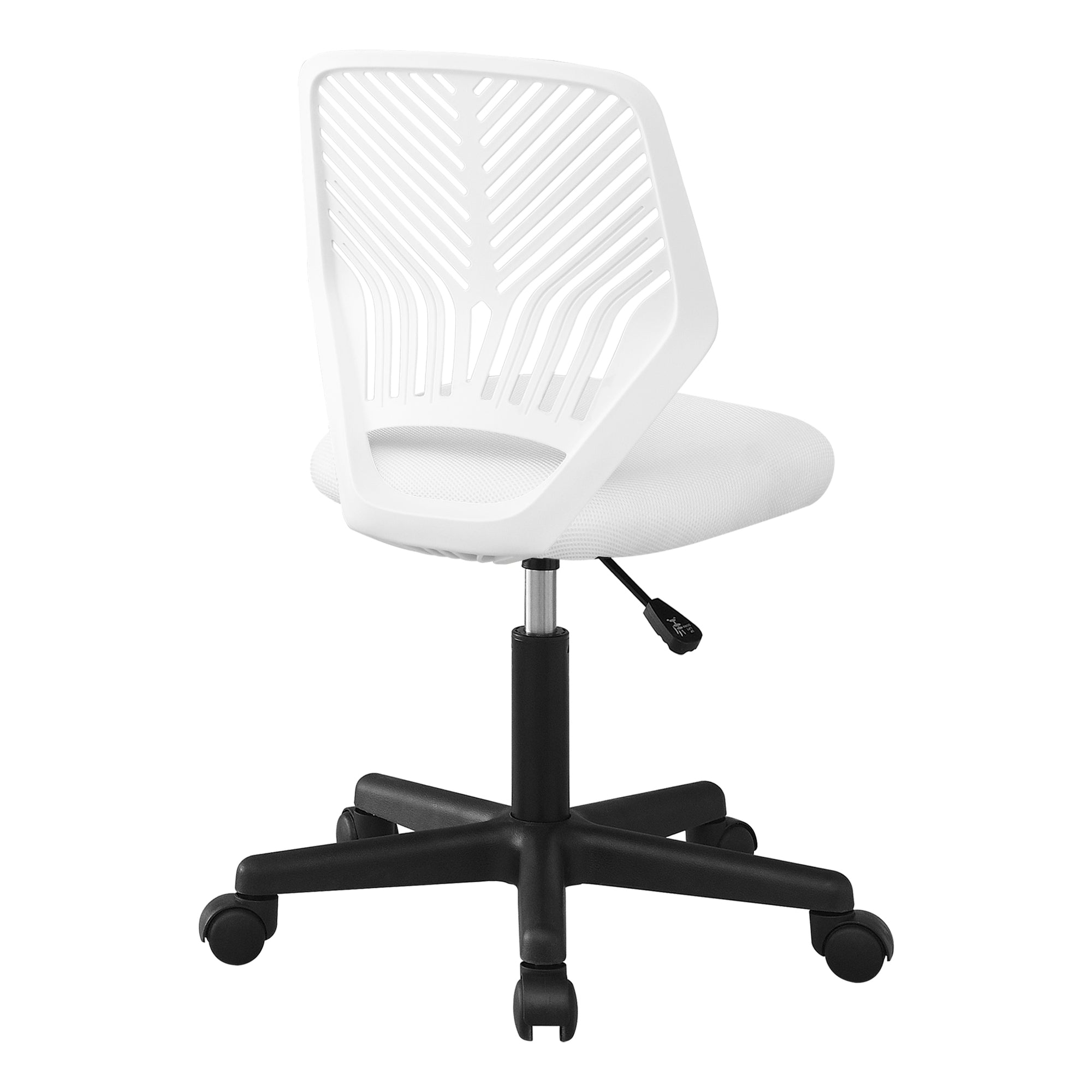 OFFICE CHAIR - WHITE JUVENILE / BLACK BASE ON CASTORS # I 7338