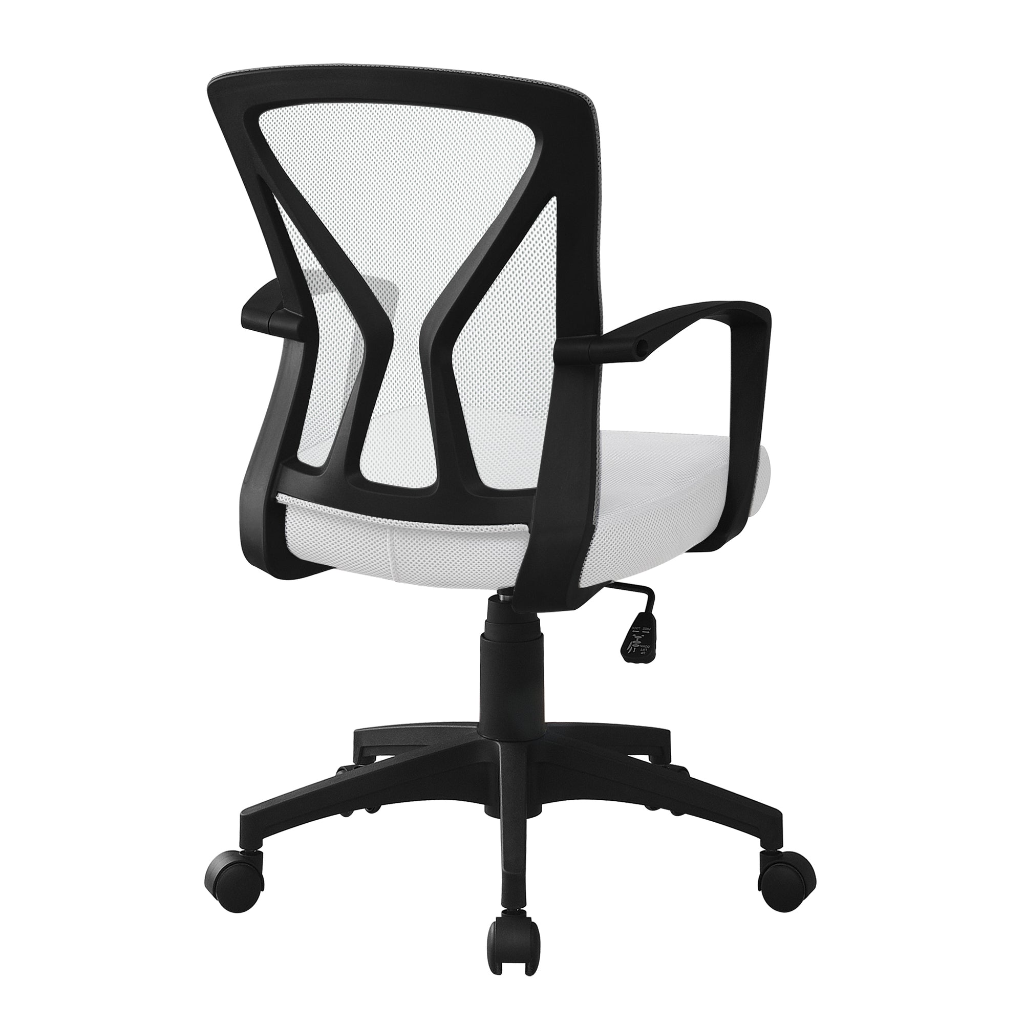 OFFICE CHAIR - WHITE / BLACK BASE ON CASTORS # I 7341