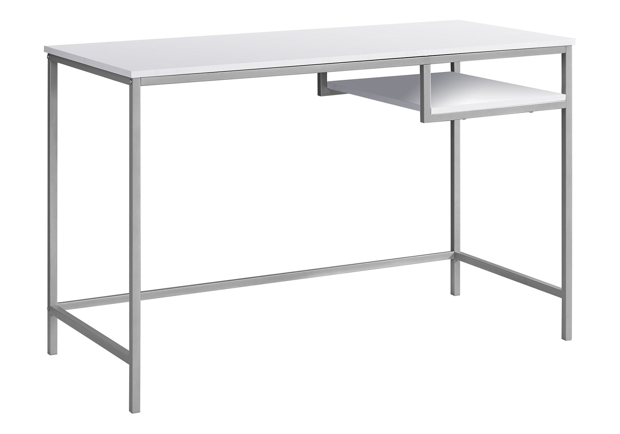 BUREAU D'ORDINATEUR - 48"L / BLANC / MÉTAL ARGENT # I 7368