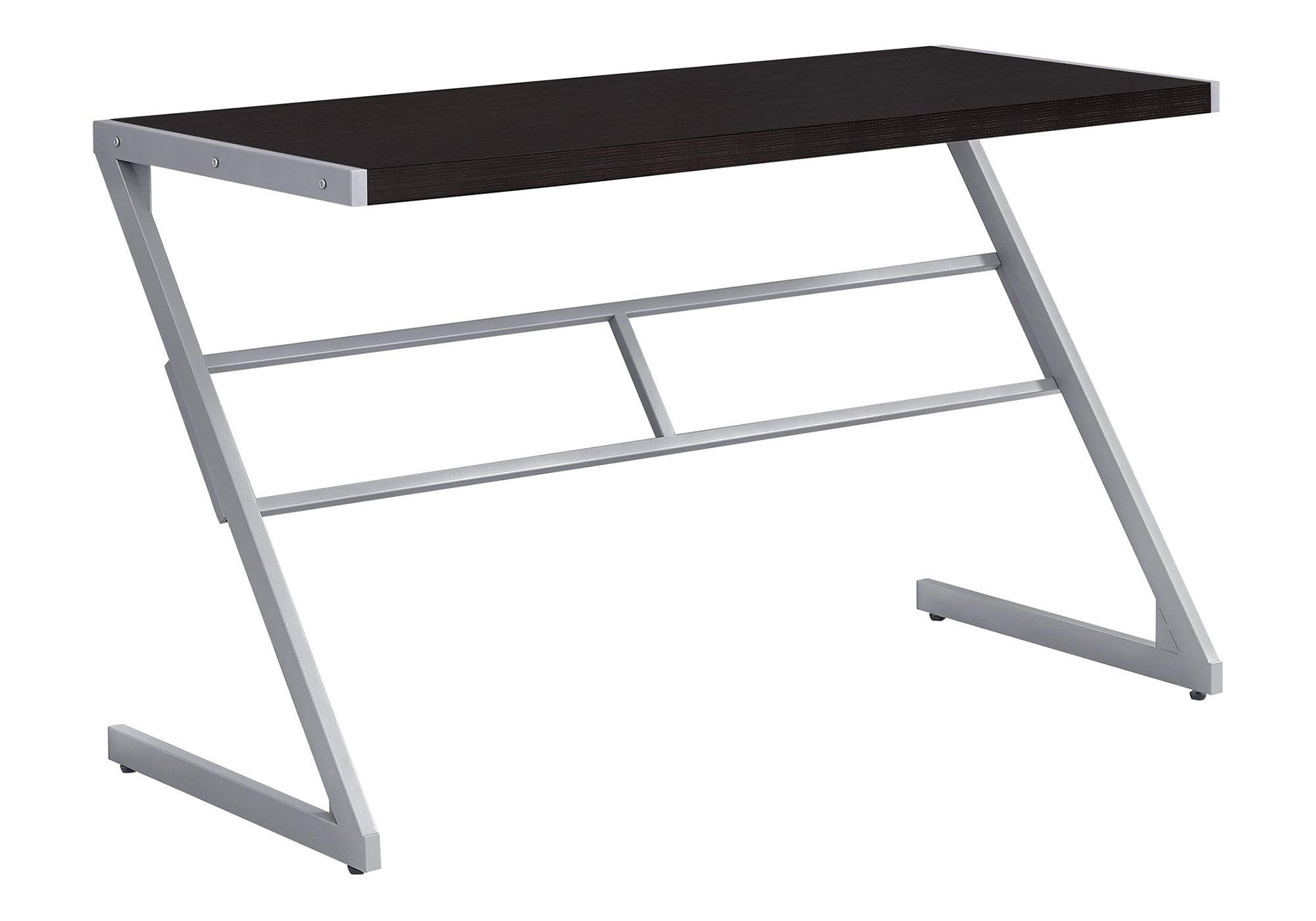 BUREAU D'ORDINATEUR - 48"L / ESPRESSO / MÉTAL ARGENT # I 7374