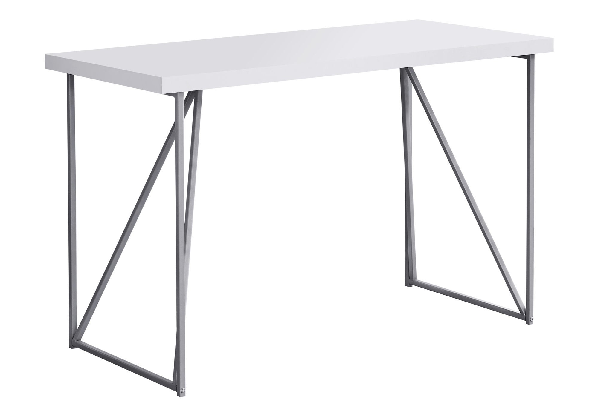 BUREAU D'ORDINATEUR - 48"L / BLANC / MÉTAL ARGENT # I 7376