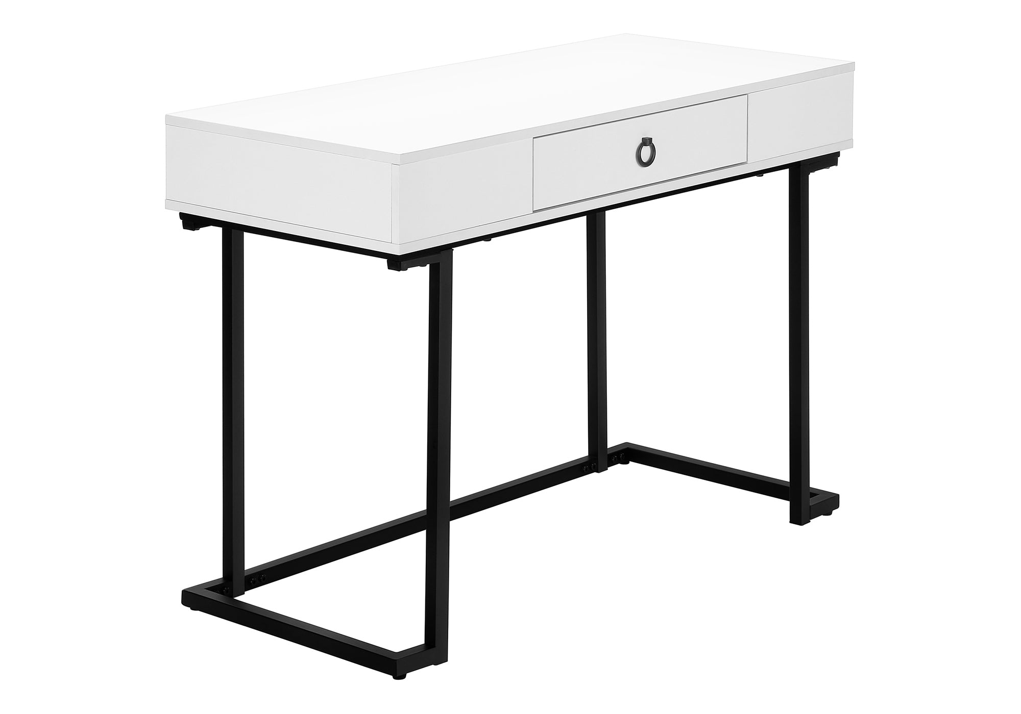 BUREAU D'ORDINATEUR - 42"L / BLANC / MÉTAL NOIR # I 7385