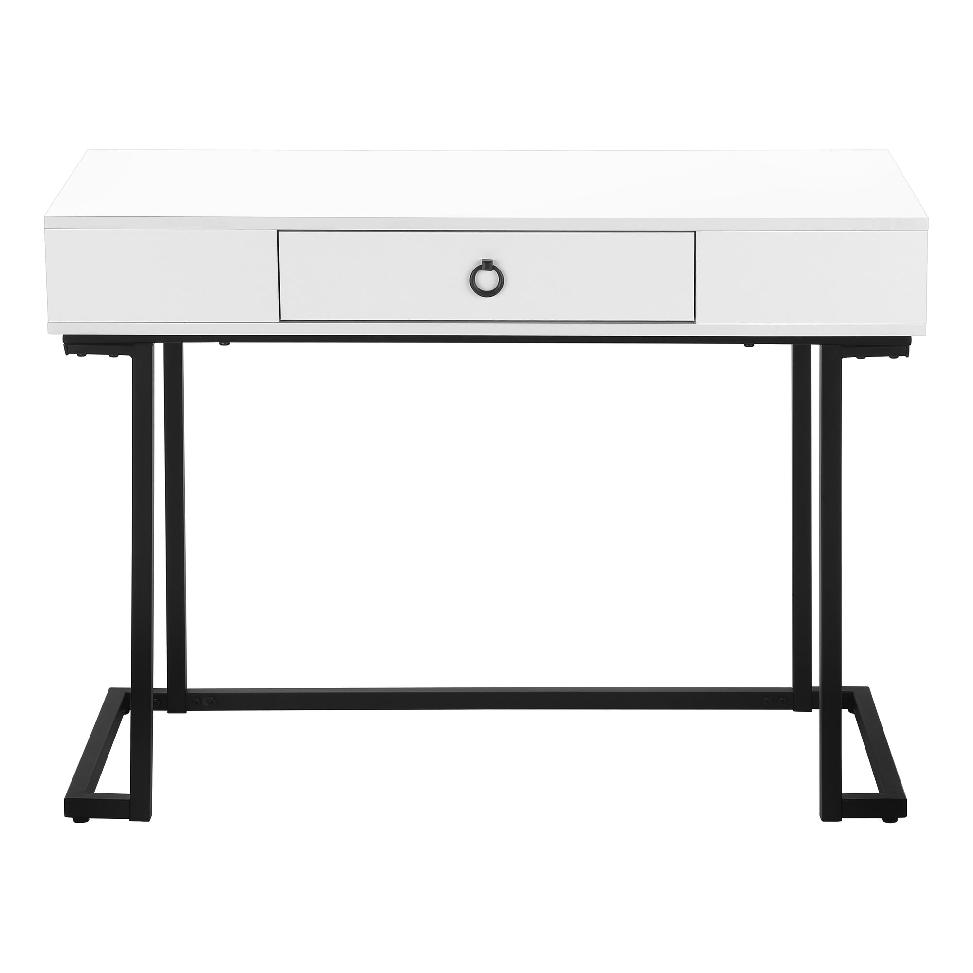 BUREAU D'ORDINATEUR - 42"L / BLANC / MÉTAL NOIR # I 7385