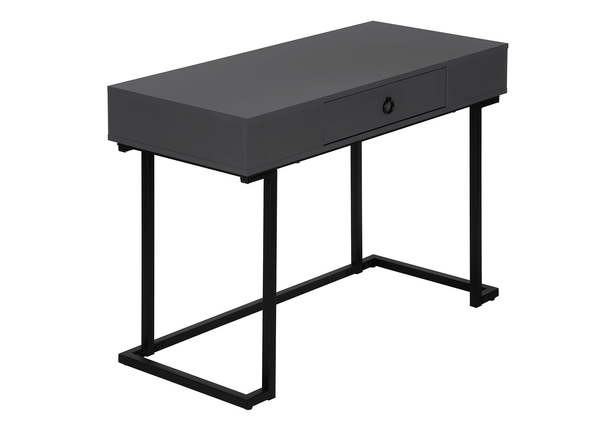 BUREAU D'ORDINATEUR - 42"L / GRIS MODERNE / MÉTAL NOIR # I 7386