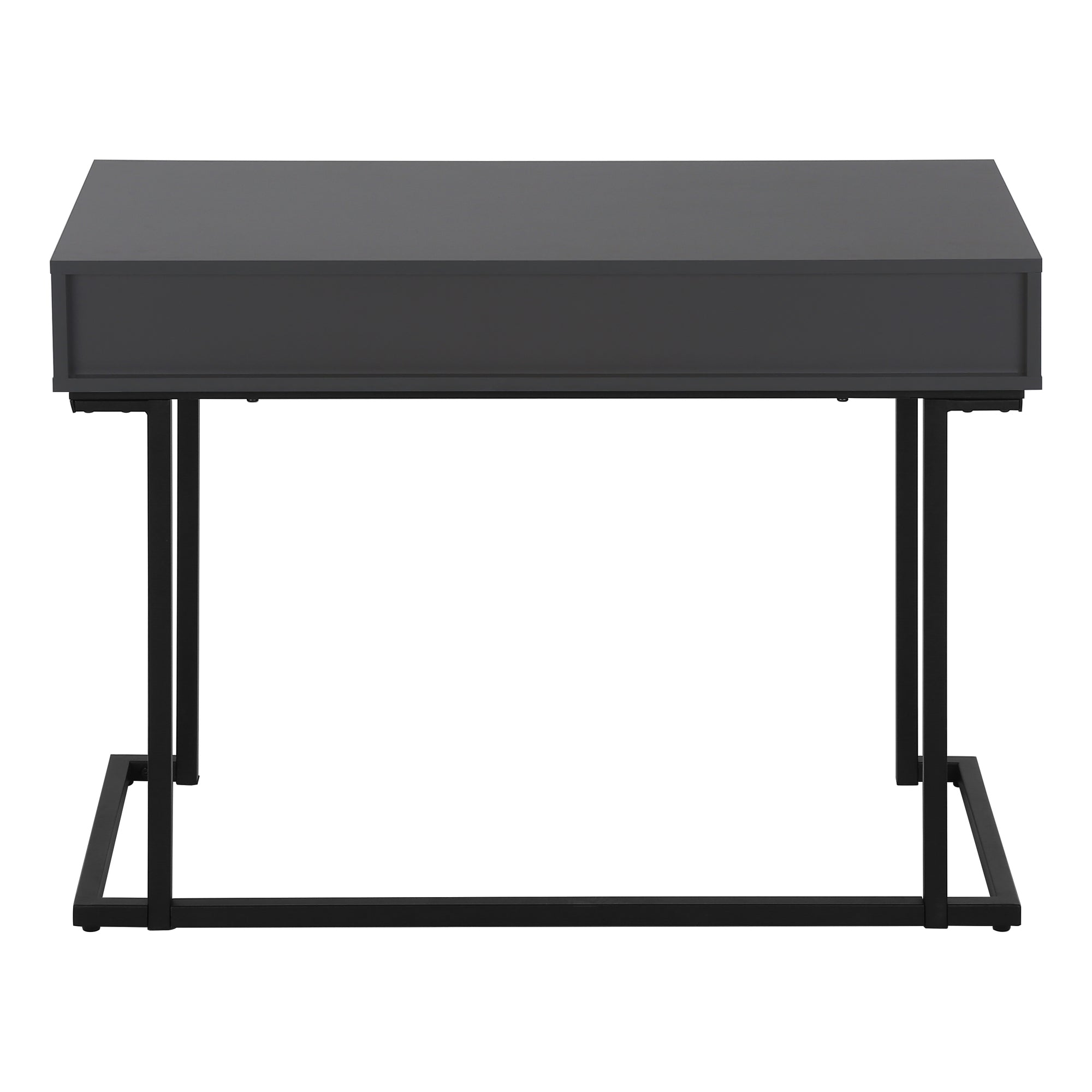 BUREAU D'ORDINATEUR - 42"L / GRIS MODERNE / MÉTAL NOIR # I 7386