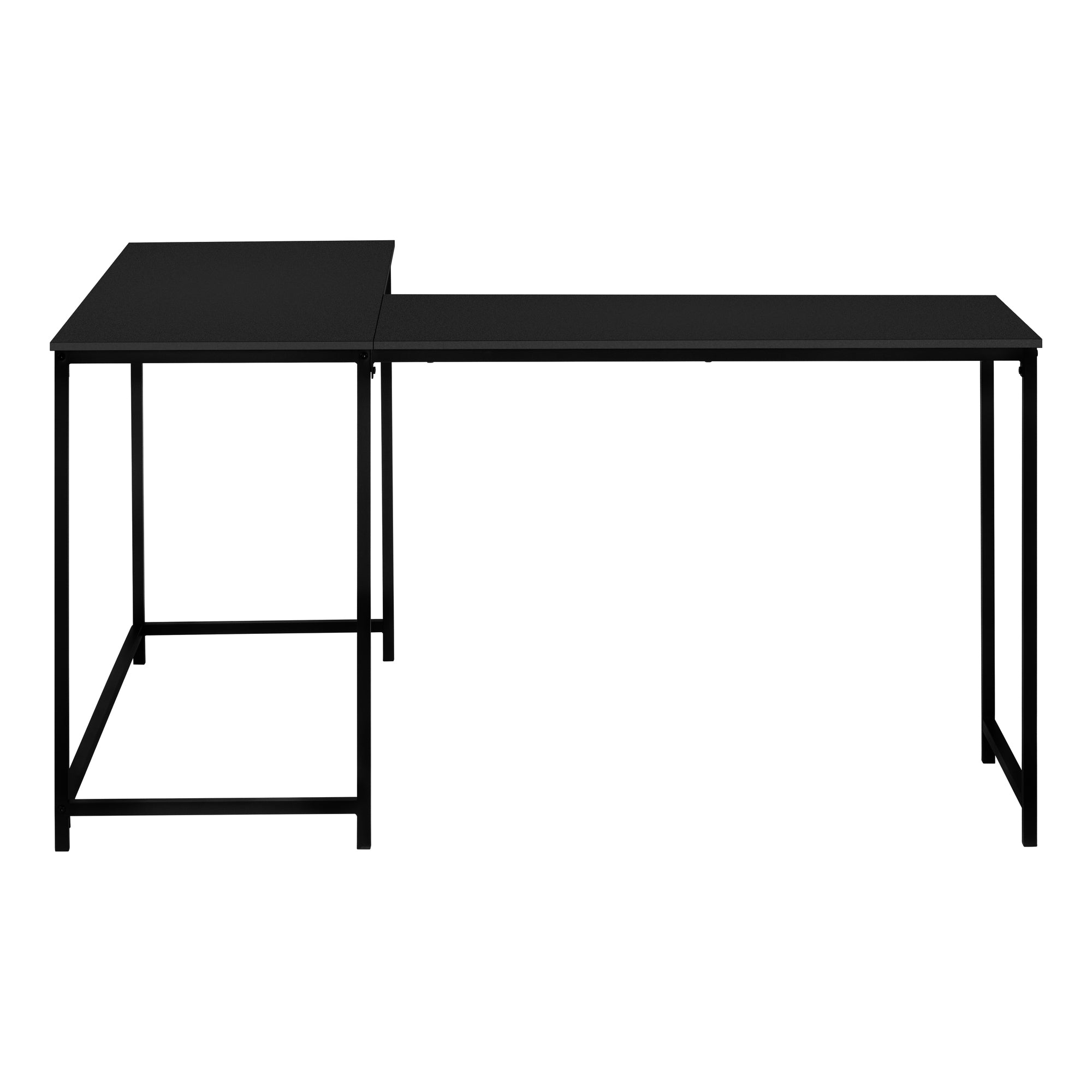 BUREAU D'ORDINATEUR - 58"L / DESSUS NOIR / COIN EN MÉTAL NOIR # I 7394