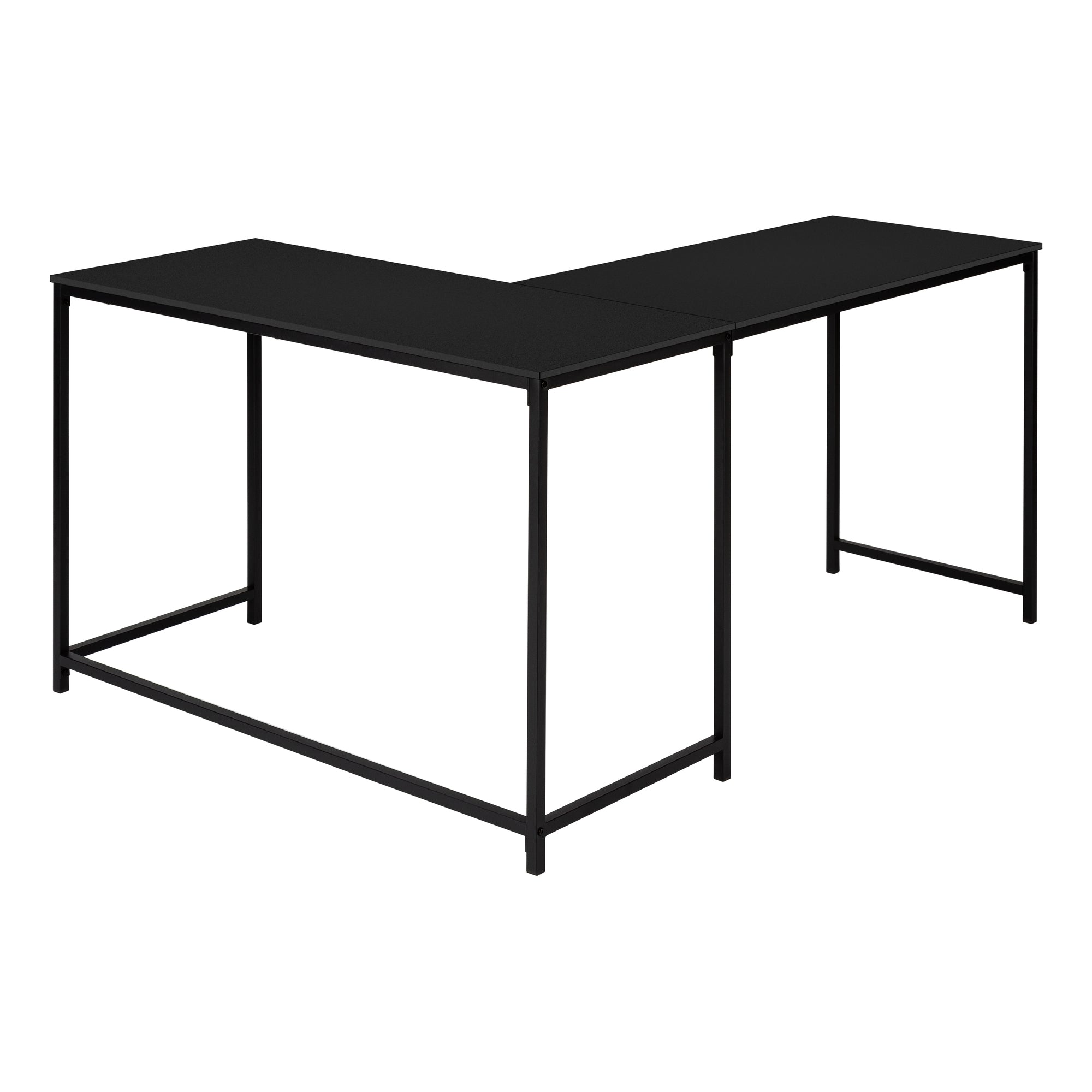 BUREAU D'ORDINATEUR - 58"L / DESSUS NOIR / COIN EN MÉTAL NOIR # I 7394