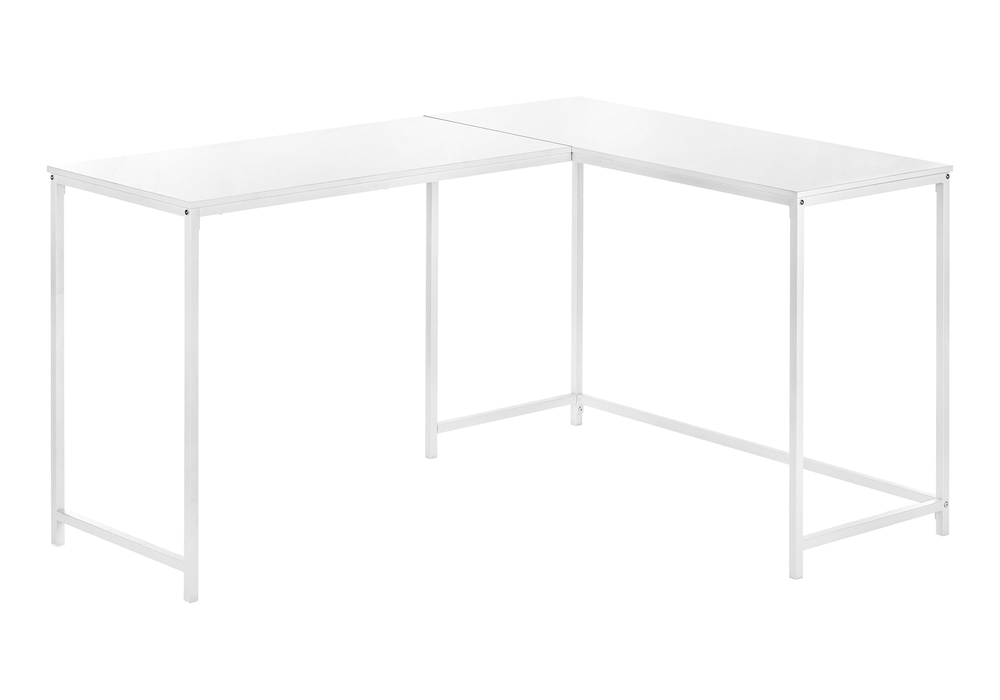 BUREAU D'ORDINATEUR - 58"L / DESSUS BLANC / COIN EN MÉTAL BLANC # I 7395