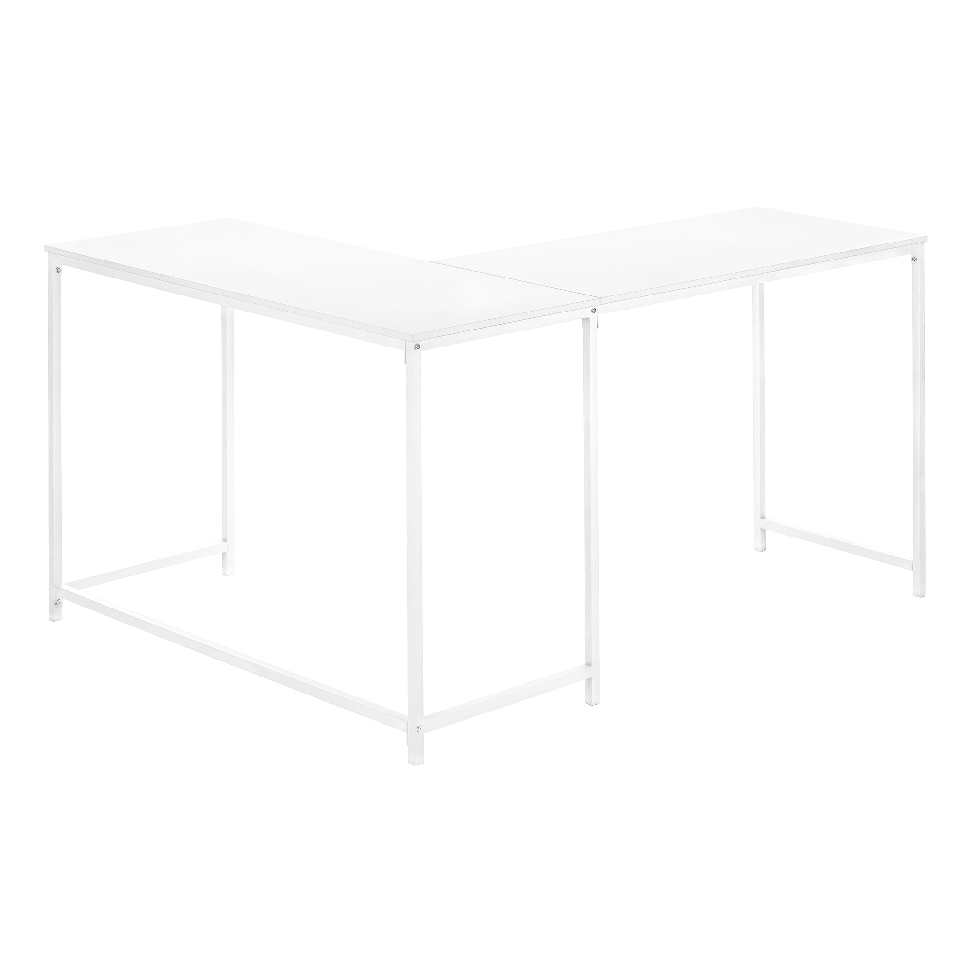 BUREAU D'ORDINATEUR - 58"L / DESSUS BLANC / COIN EN MÉTAL BLANC # I 7395